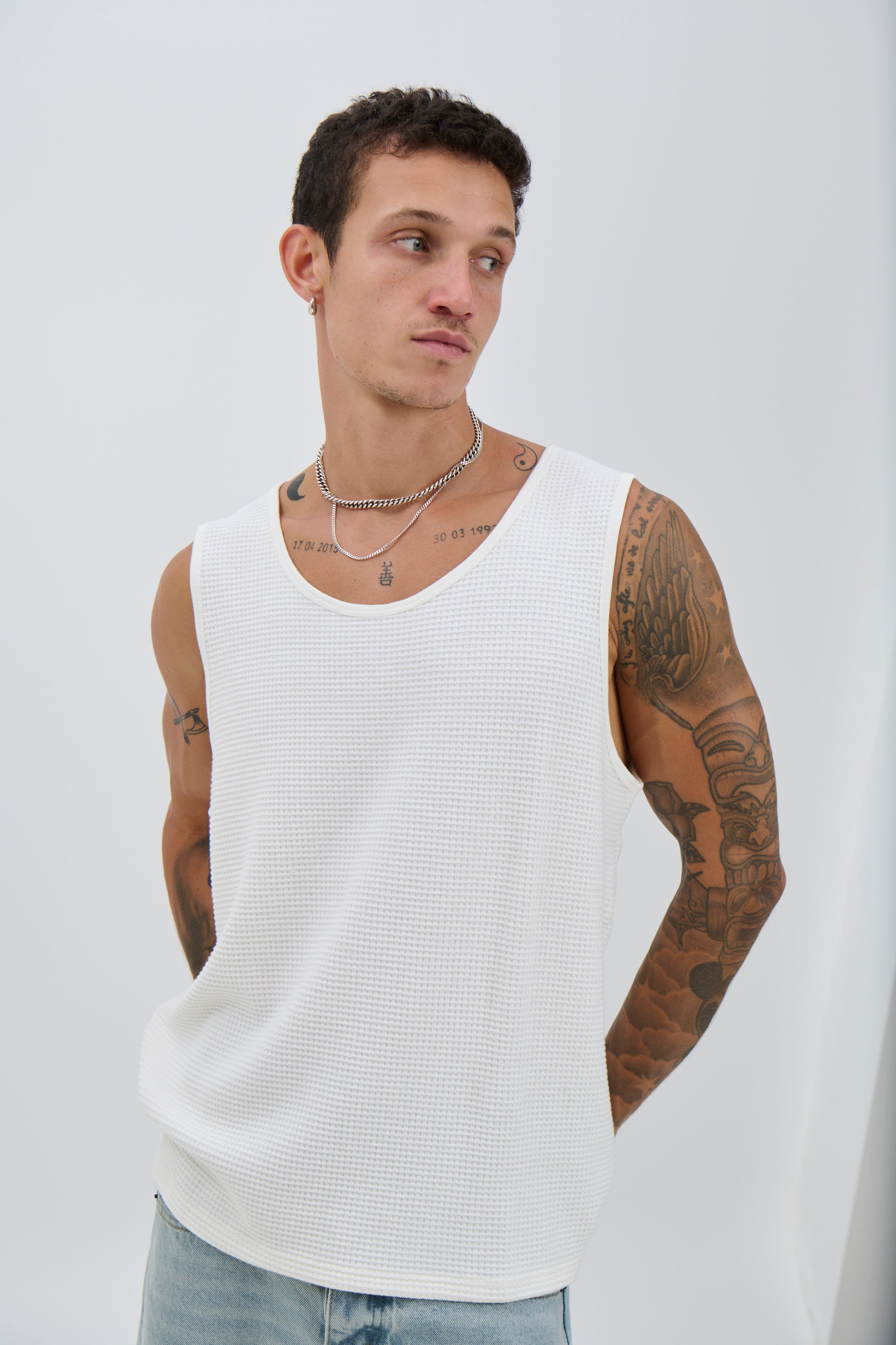 Joe Waffle Tank White