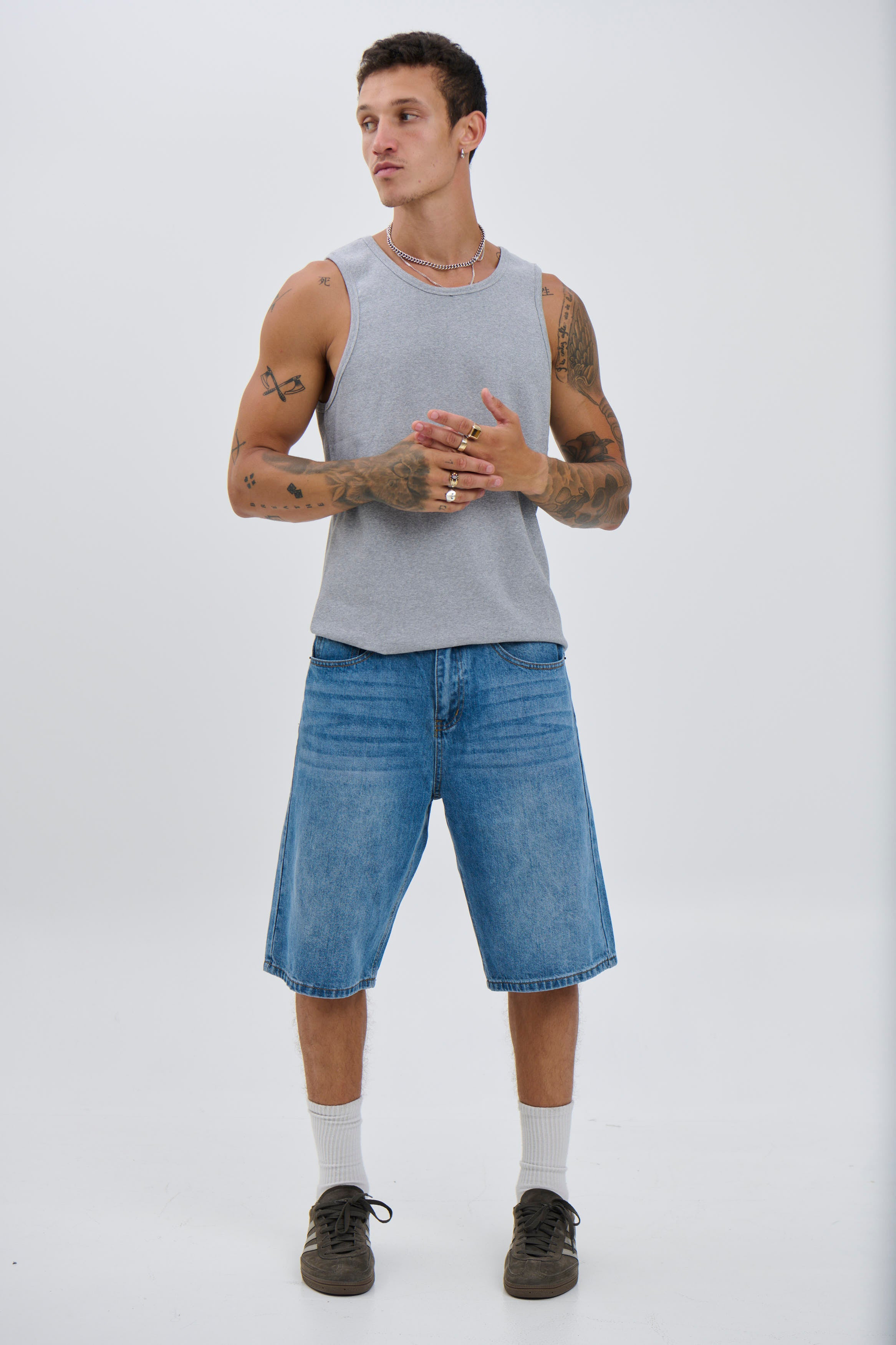 Declan Fitted Tank Grey
