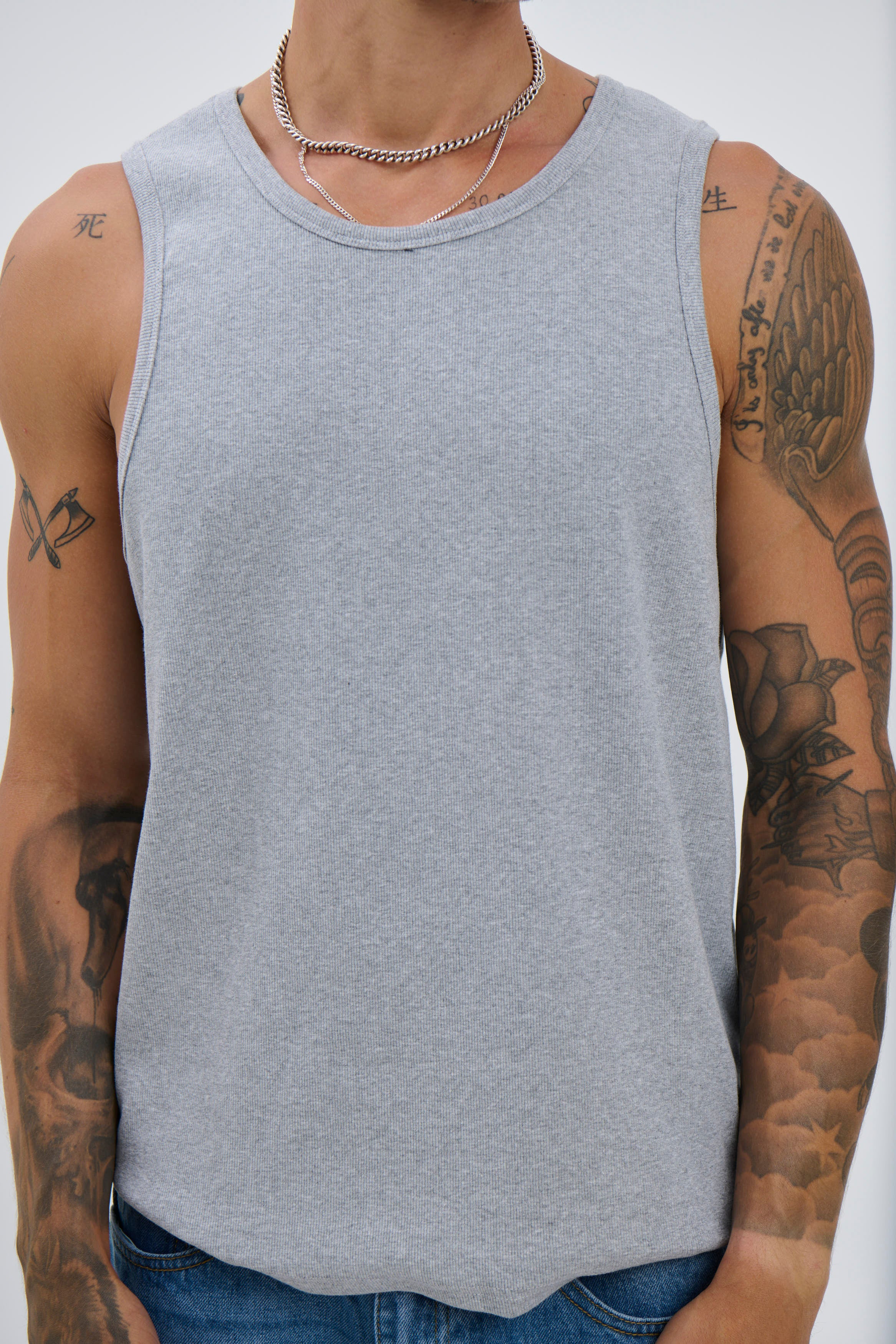 Declan Fitted Tank Grey