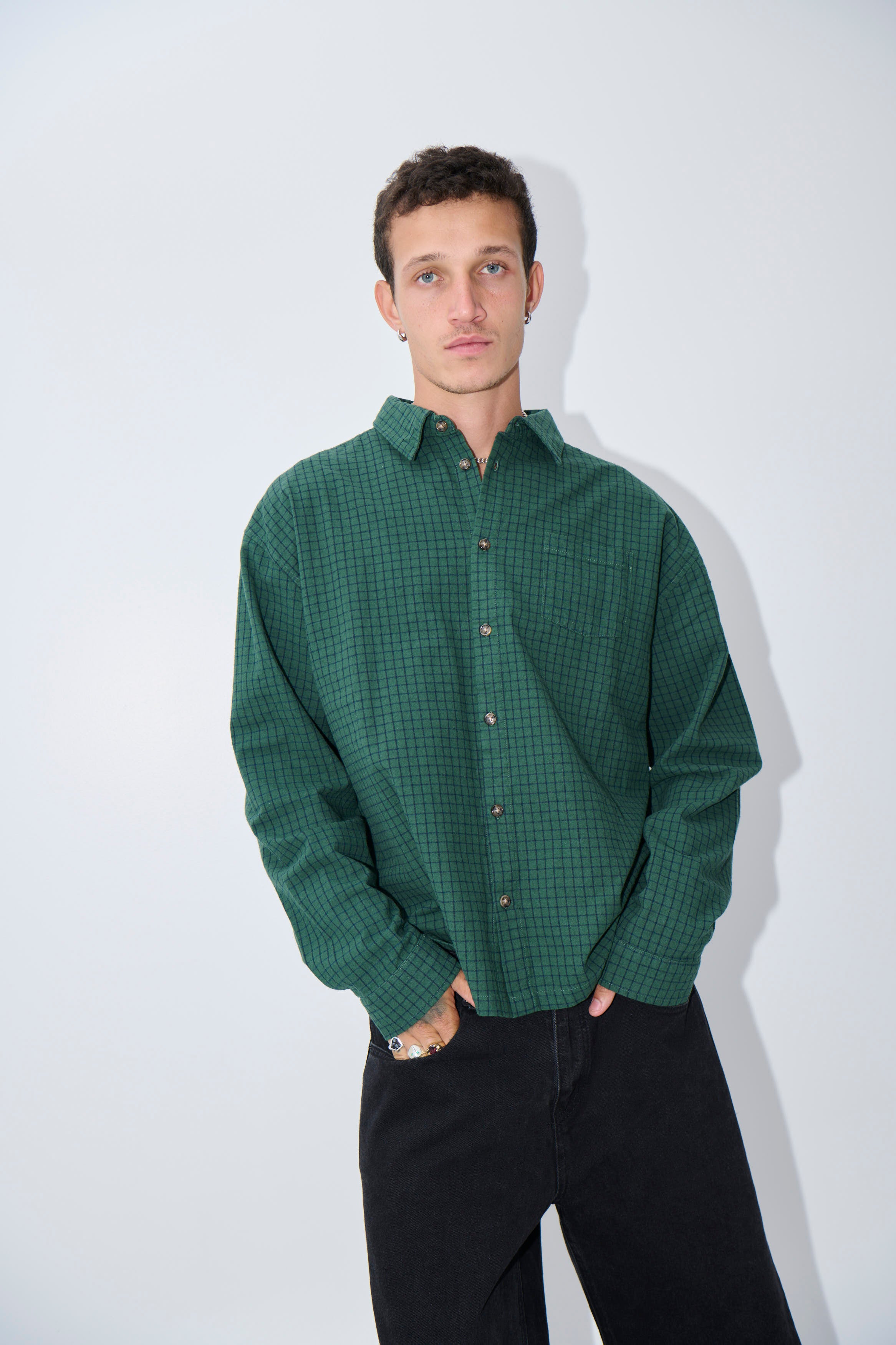 NTH Long Sleeve Check Shirt Army
