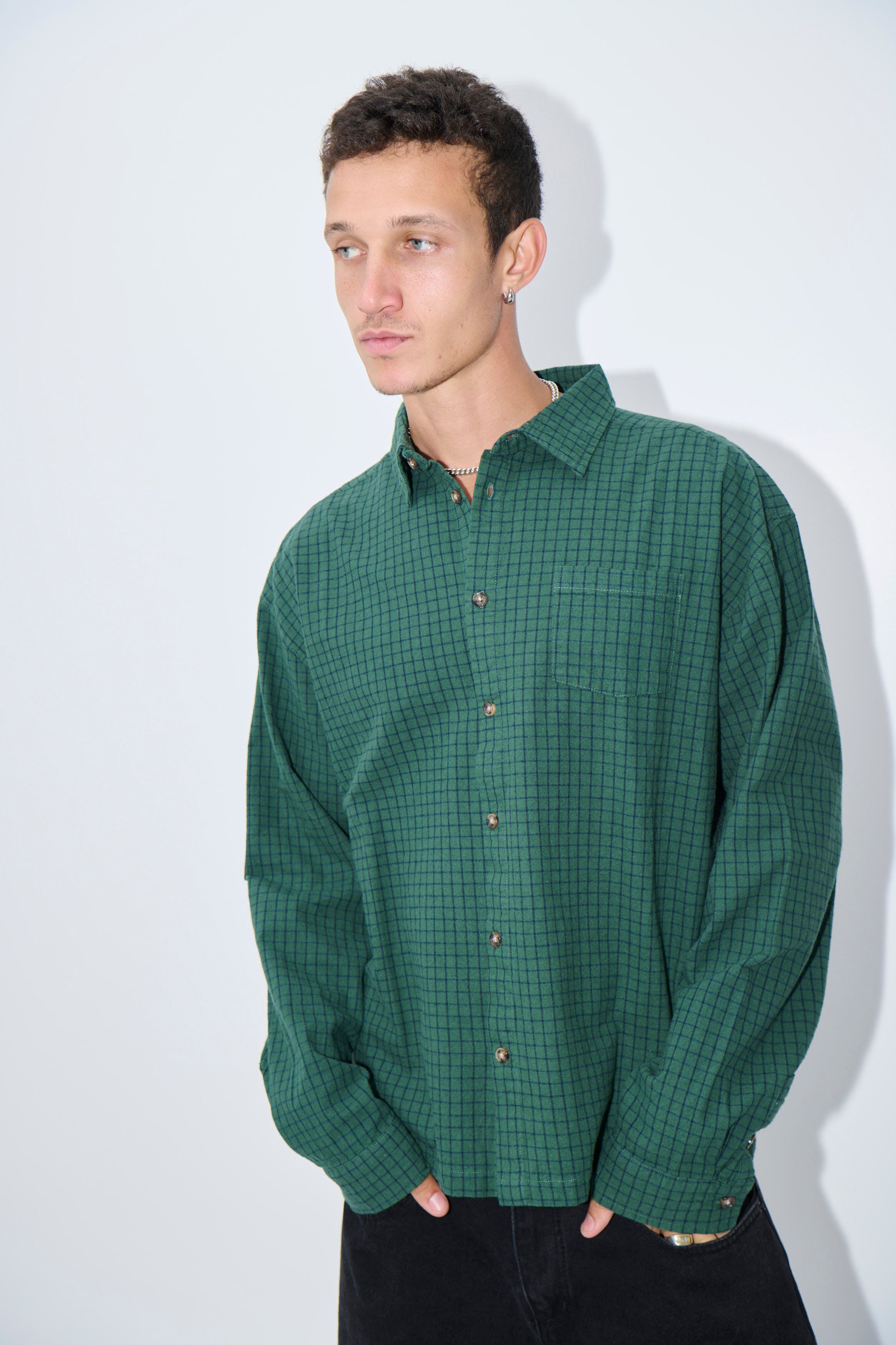 NTH Long Sleeve Check Shirt Army