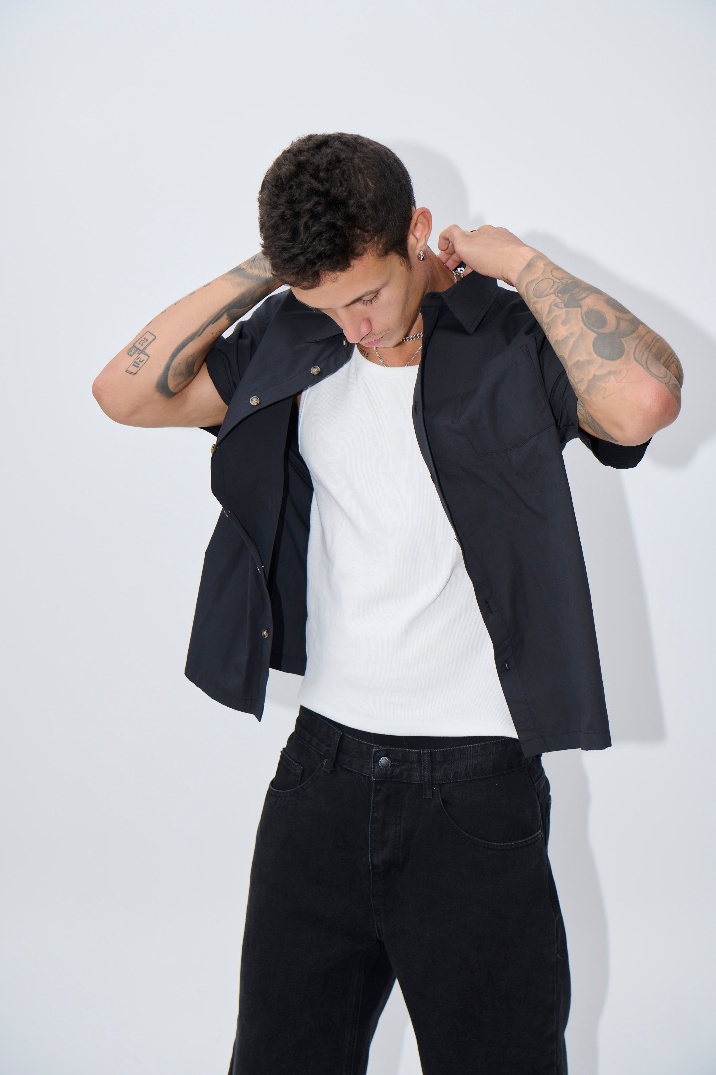 Nathaniel Drop Shirt Solid Black
