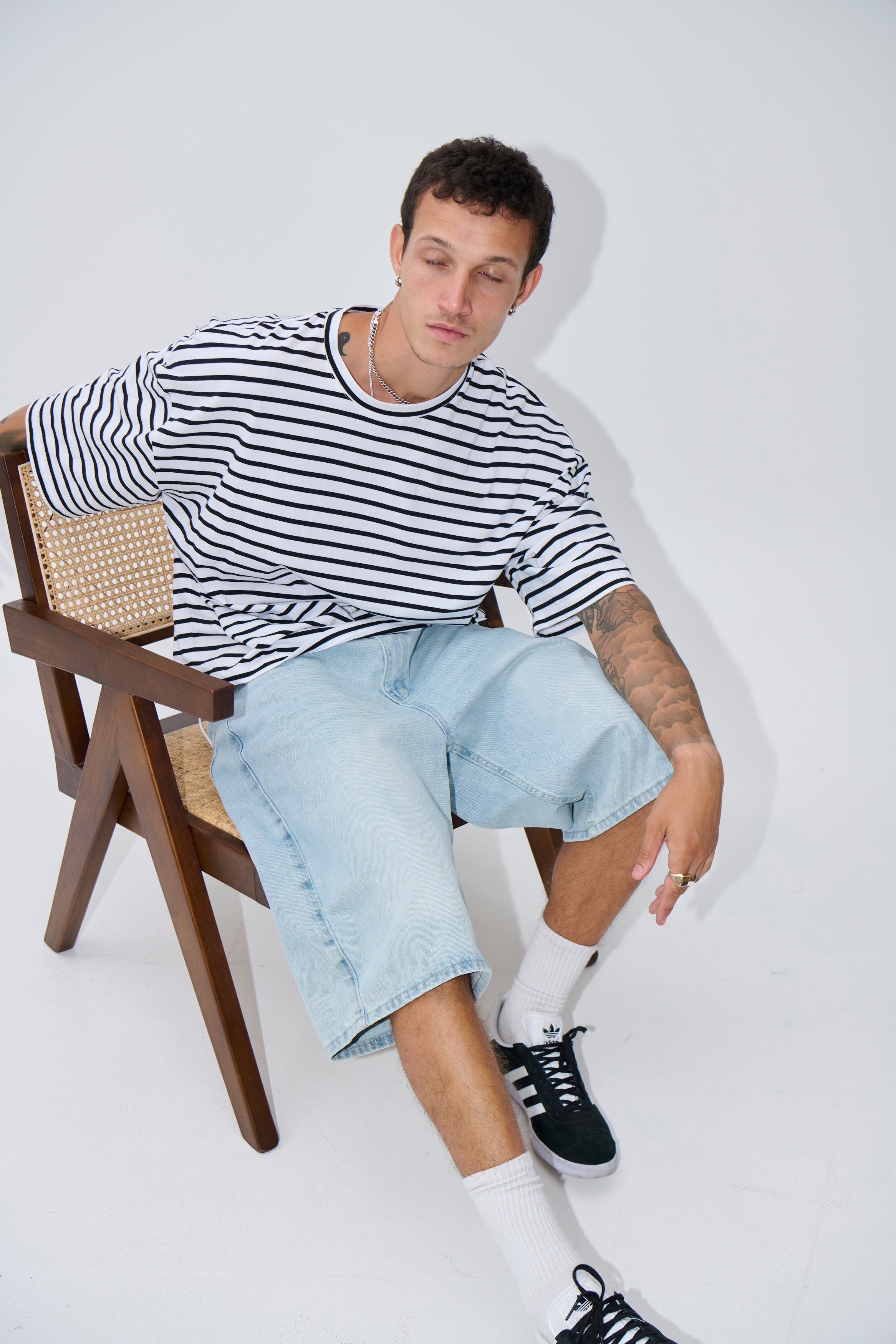 NTH Crop Box Tee White Stripe