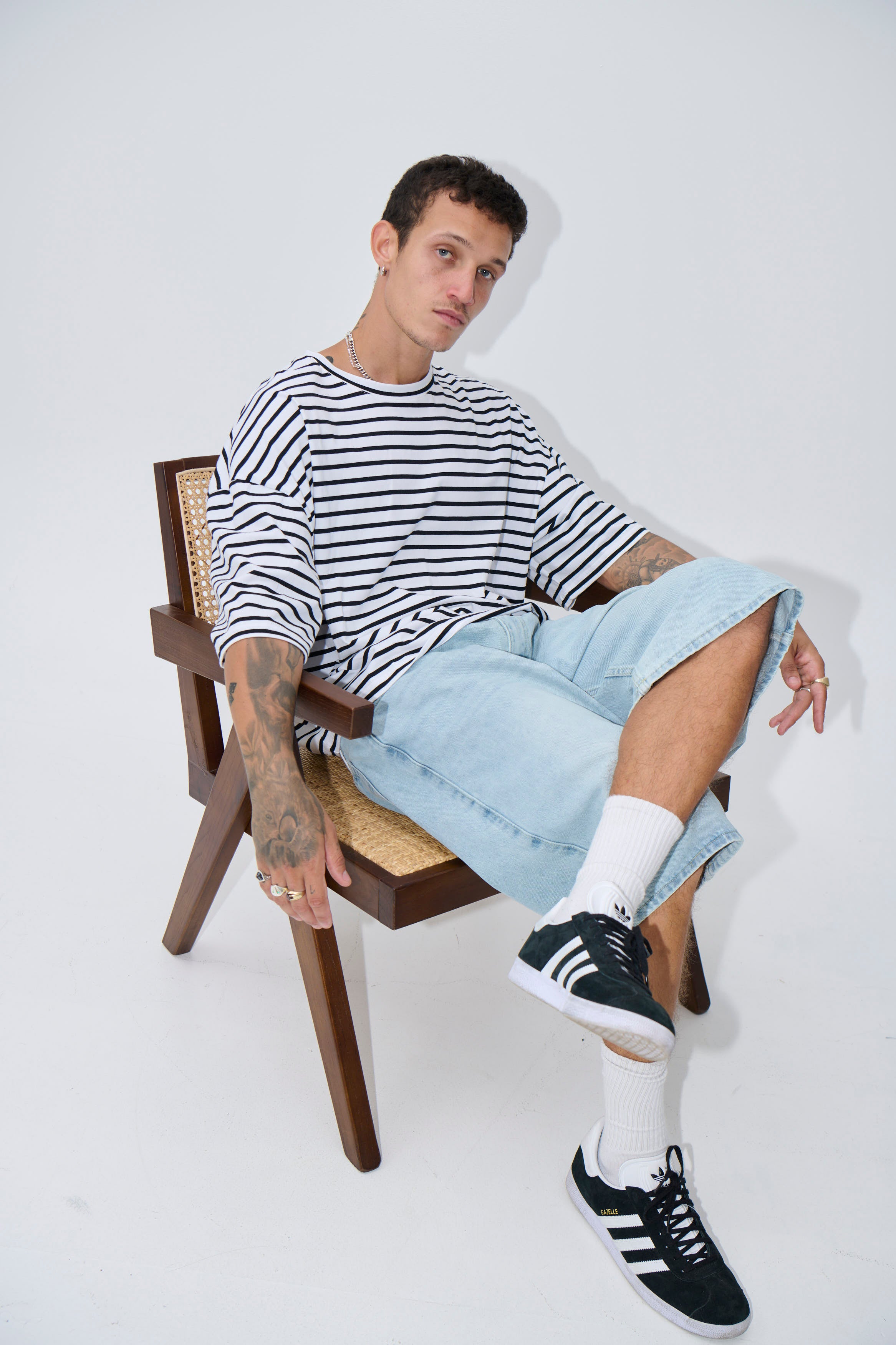 NTH Crop Box Tee White Stripe