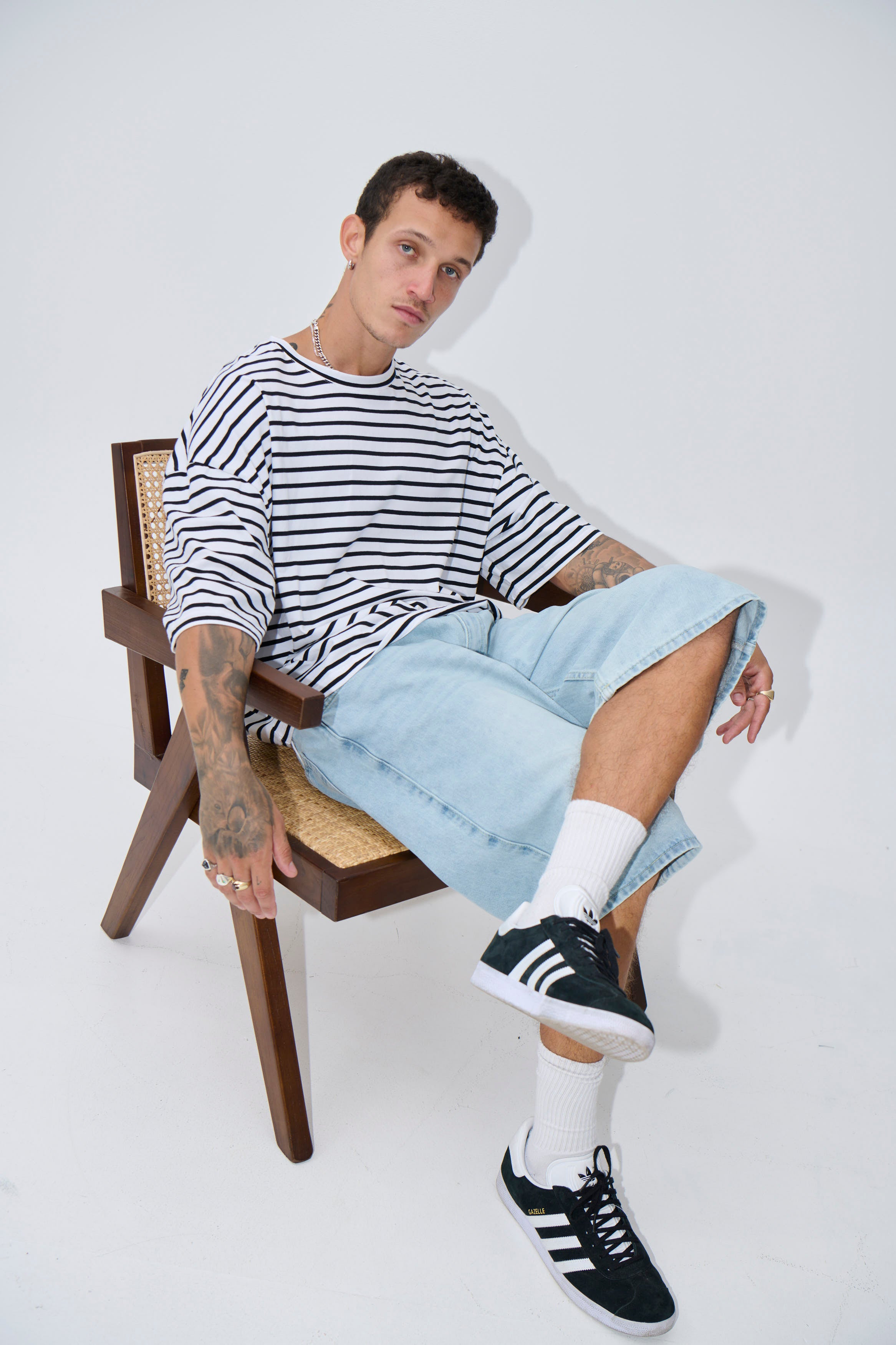 NTH Crop Box Tee White Stripe