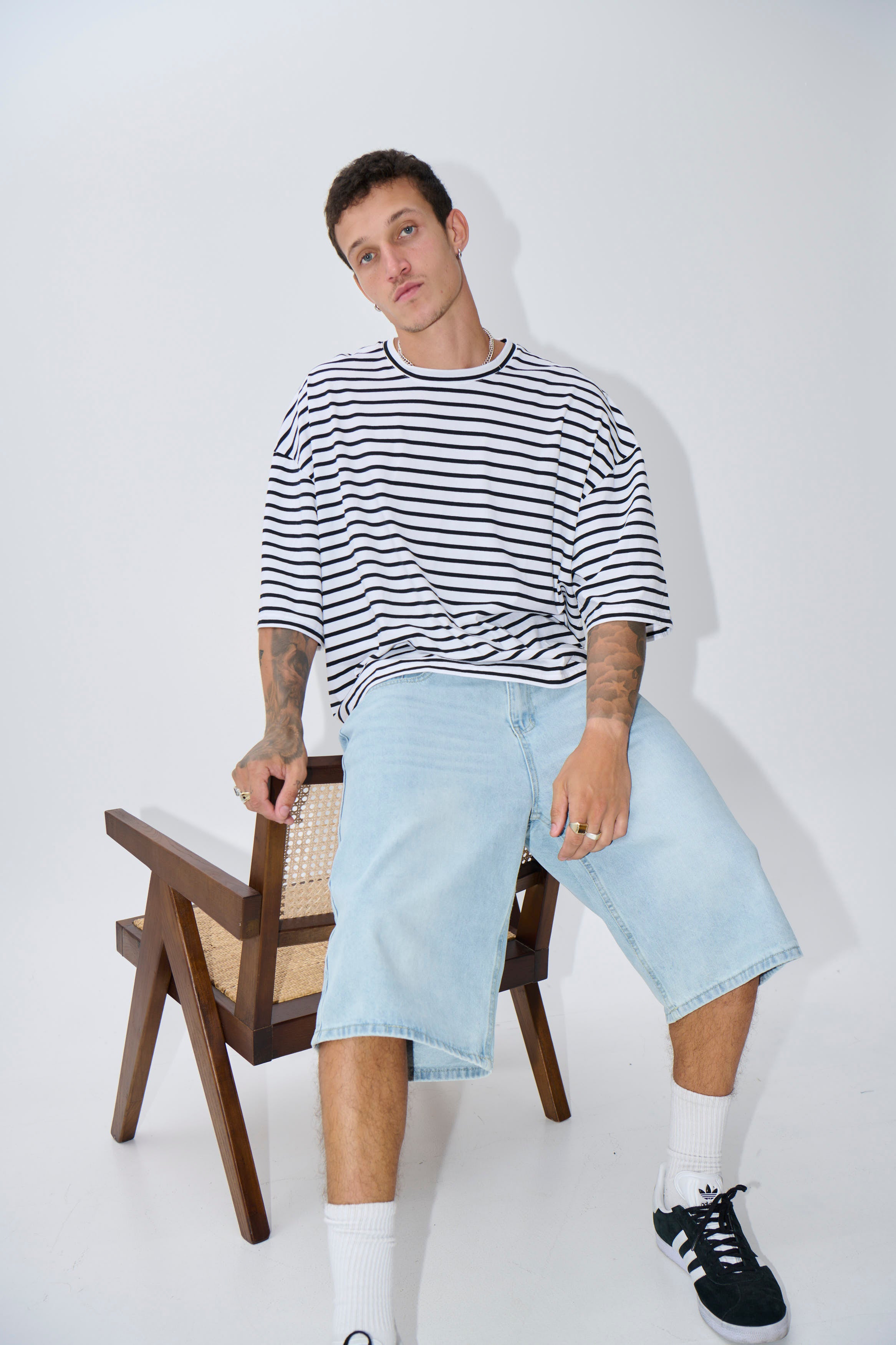 NTH Crop Box Tee White Stripe