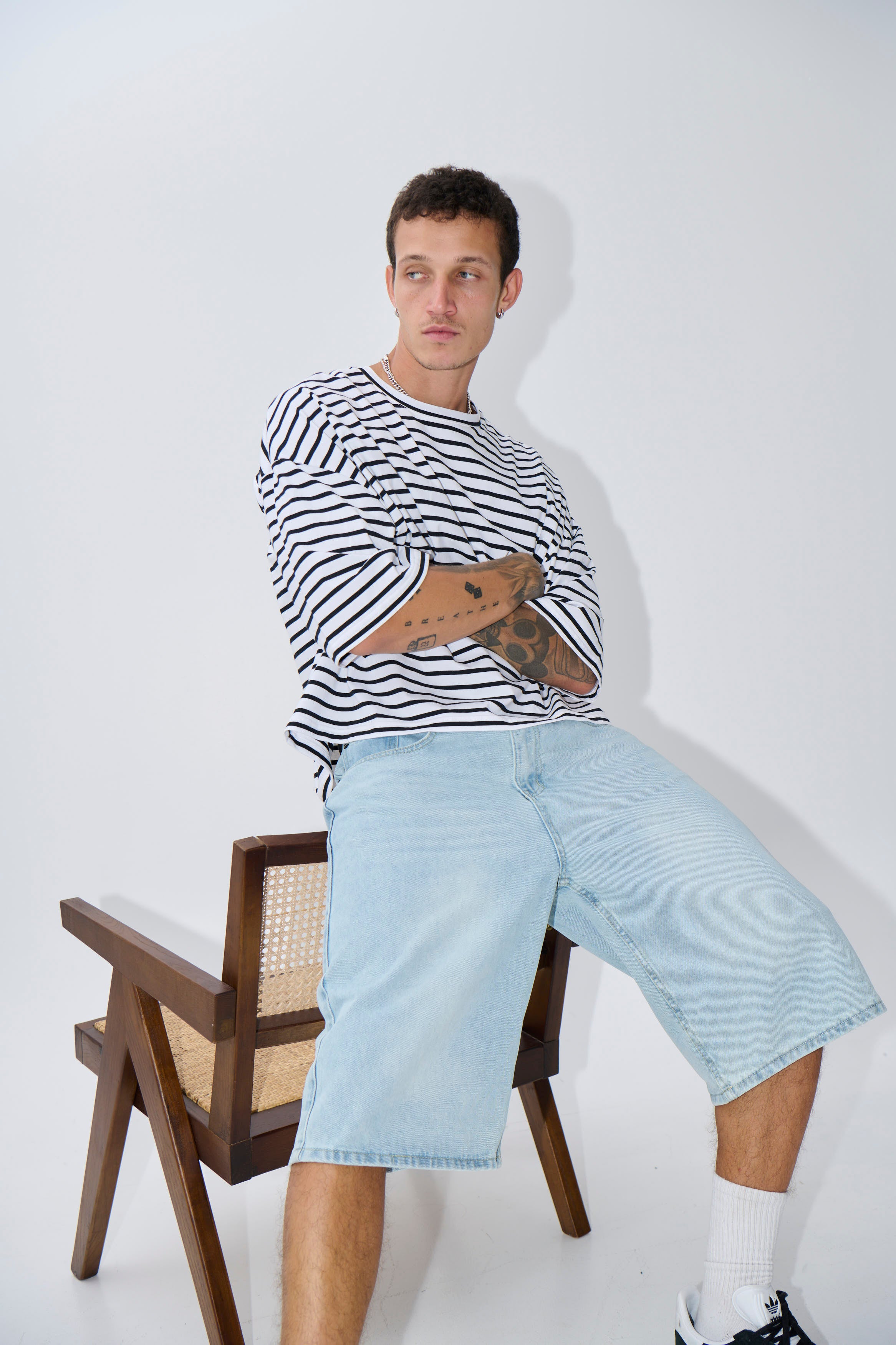 NTH Crop Box Tee White Stripe