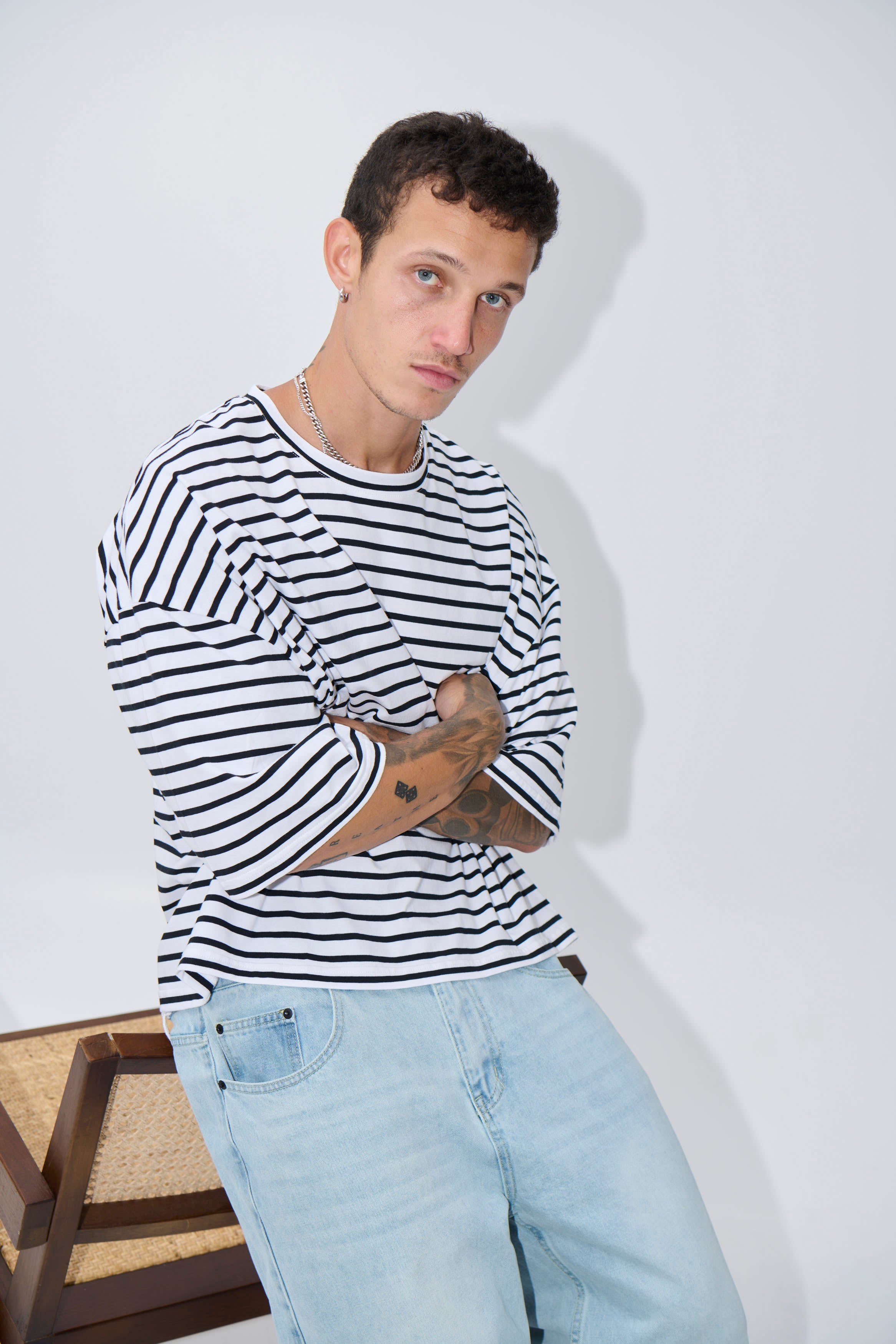 NTH Crop Box Tee White Stripe