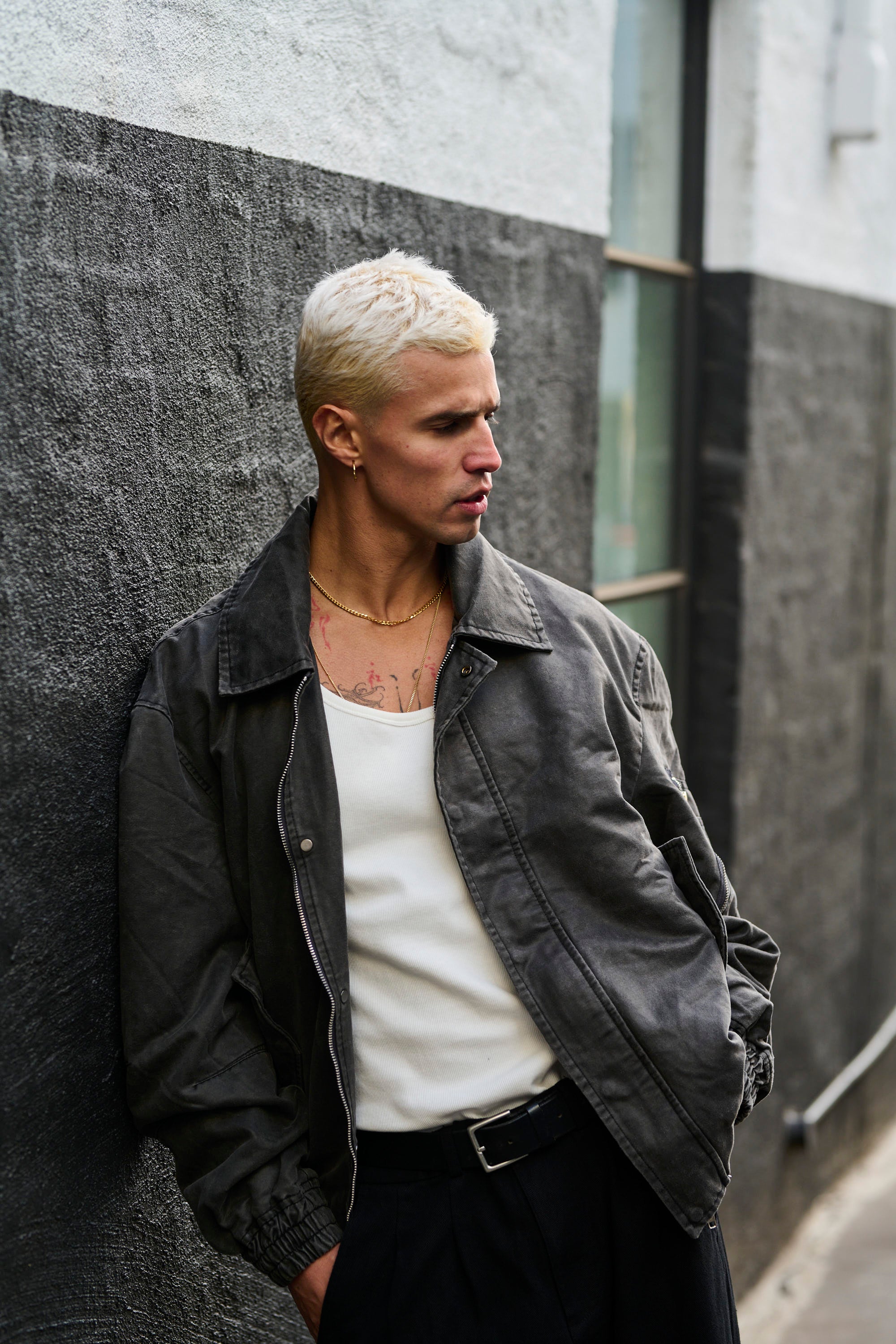 Washed Bomber Jacket Charcoal