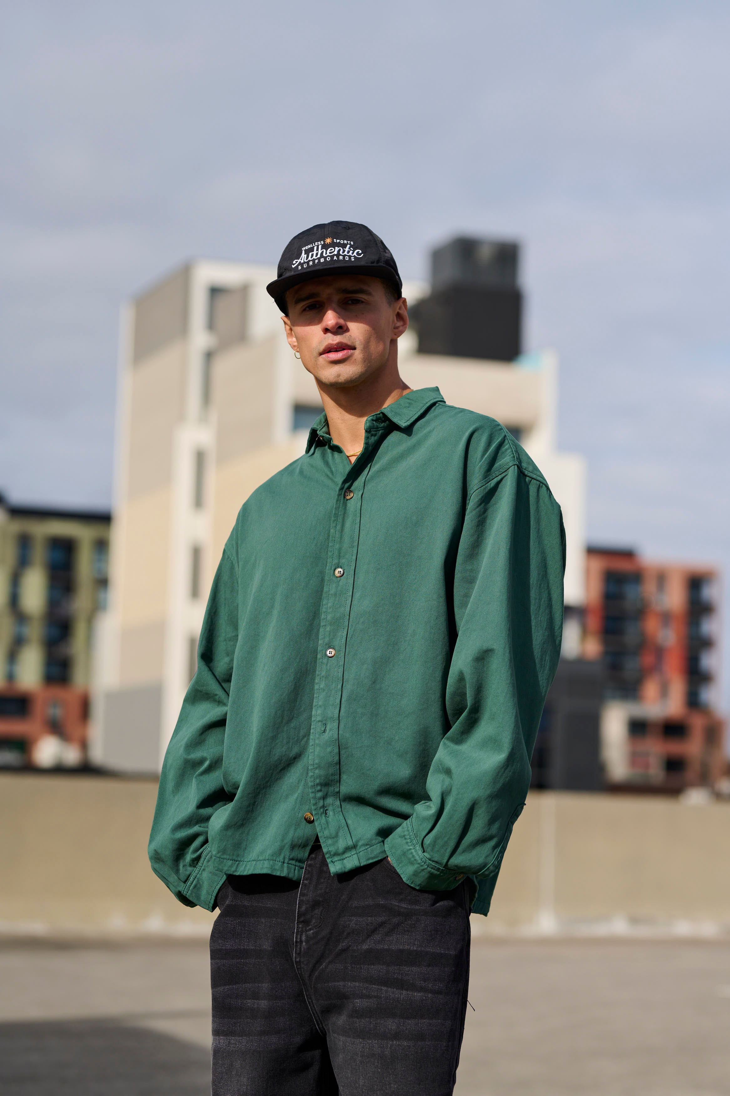 Phillip Washed Cotton Overshirt Green