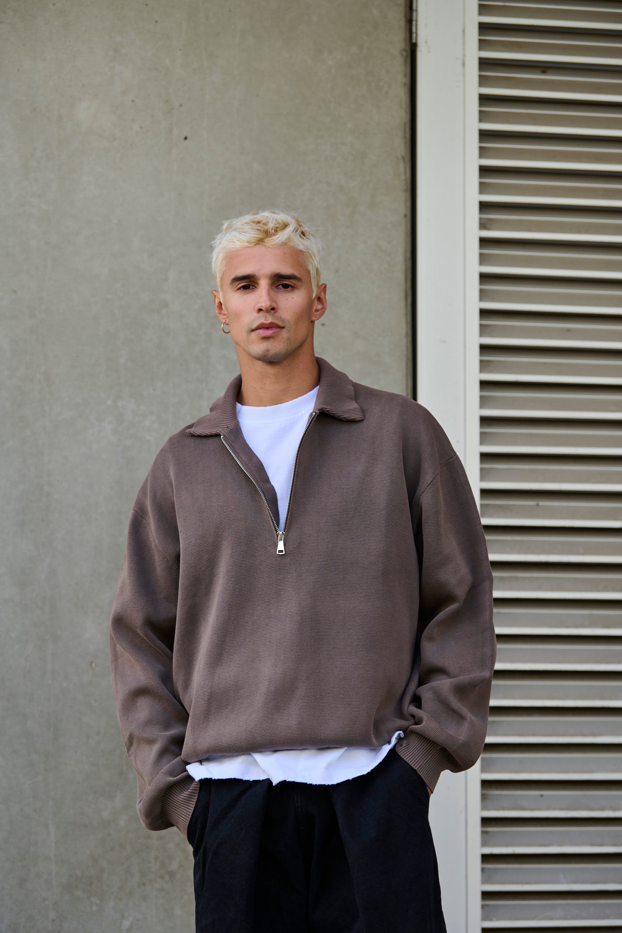 Calin Zip Up Knit Choc