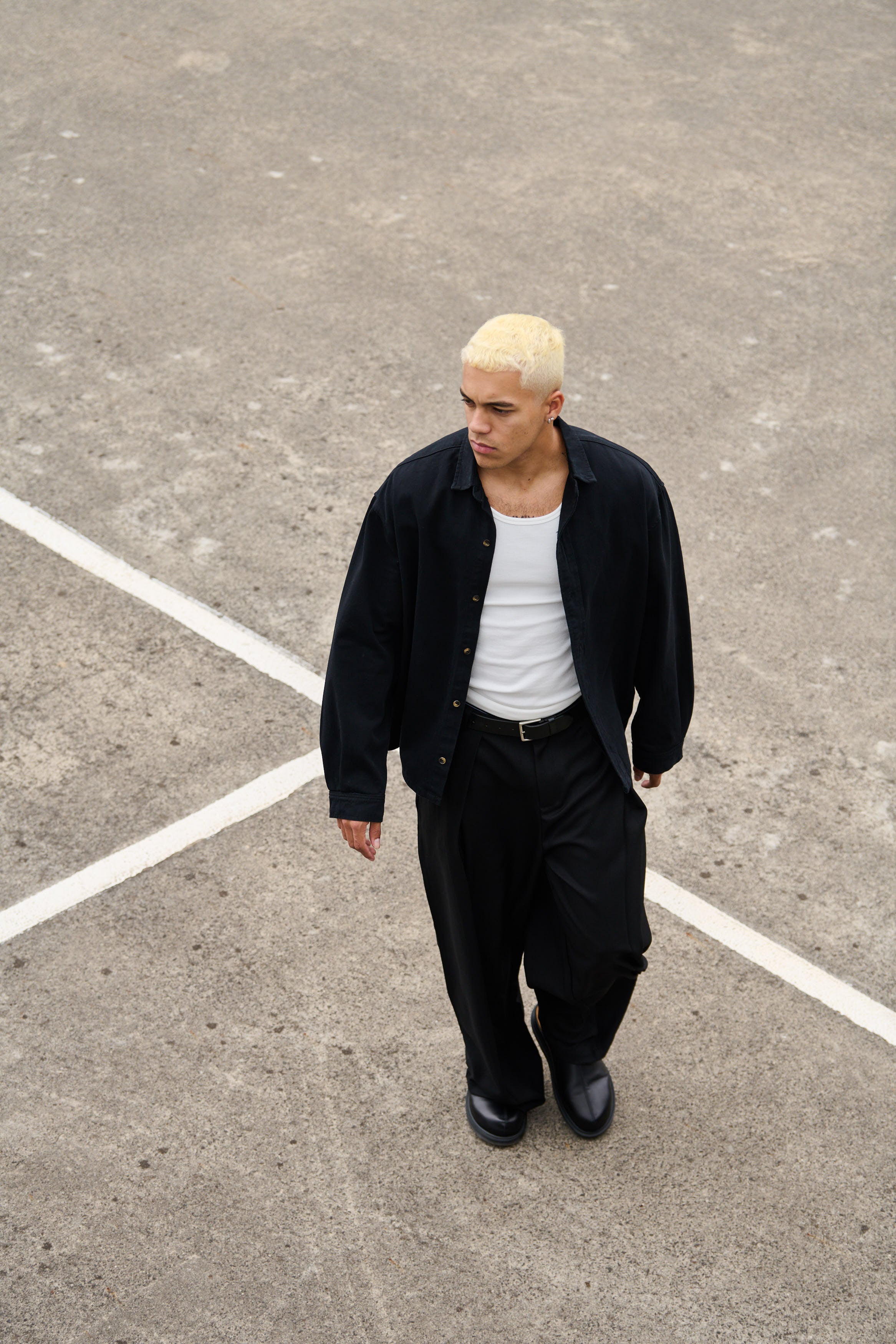 Phillip Washed Cotton Overshirt Black