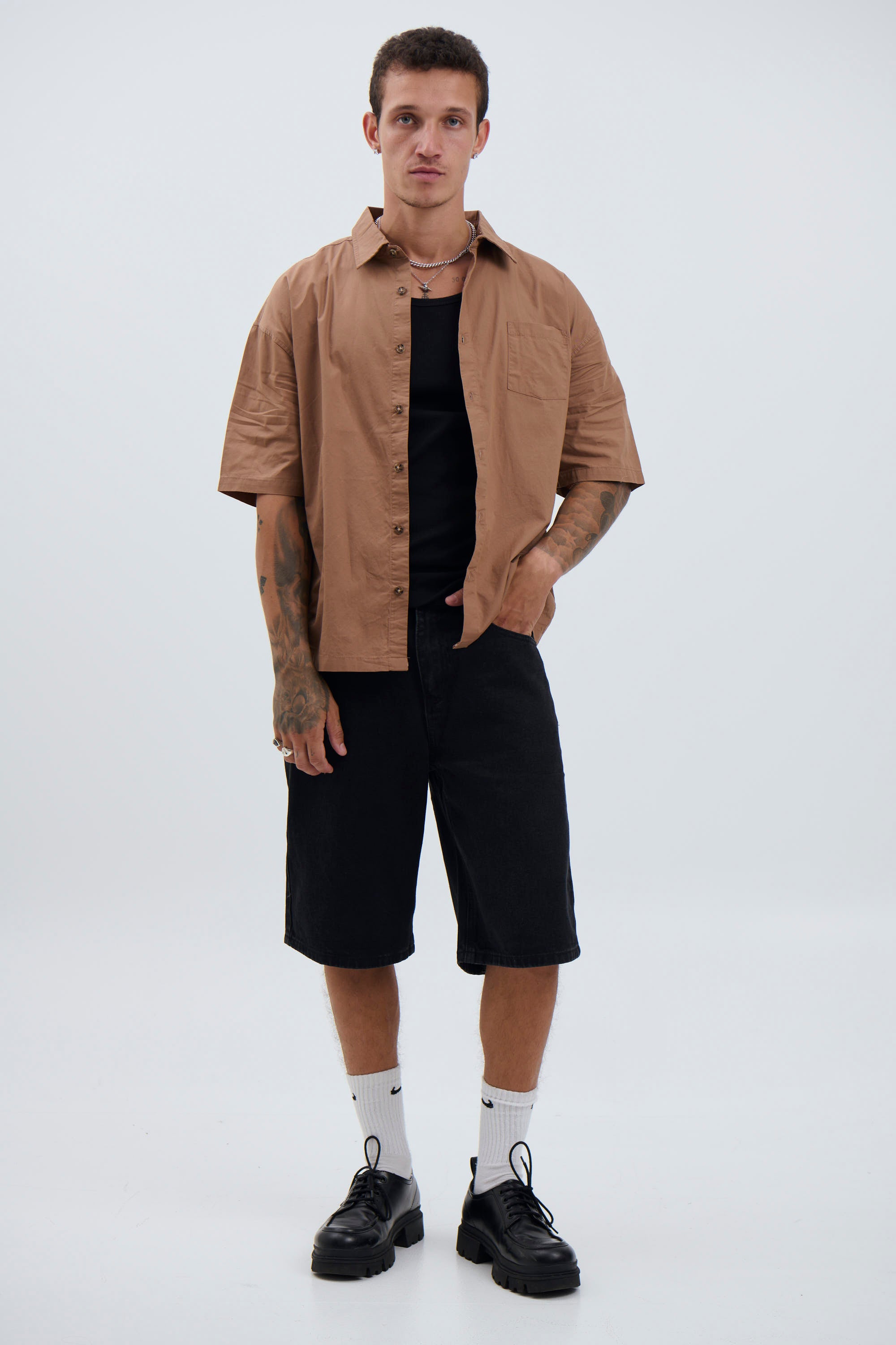 Scott Short Sleeve Shirt Choc - FINAL SALE