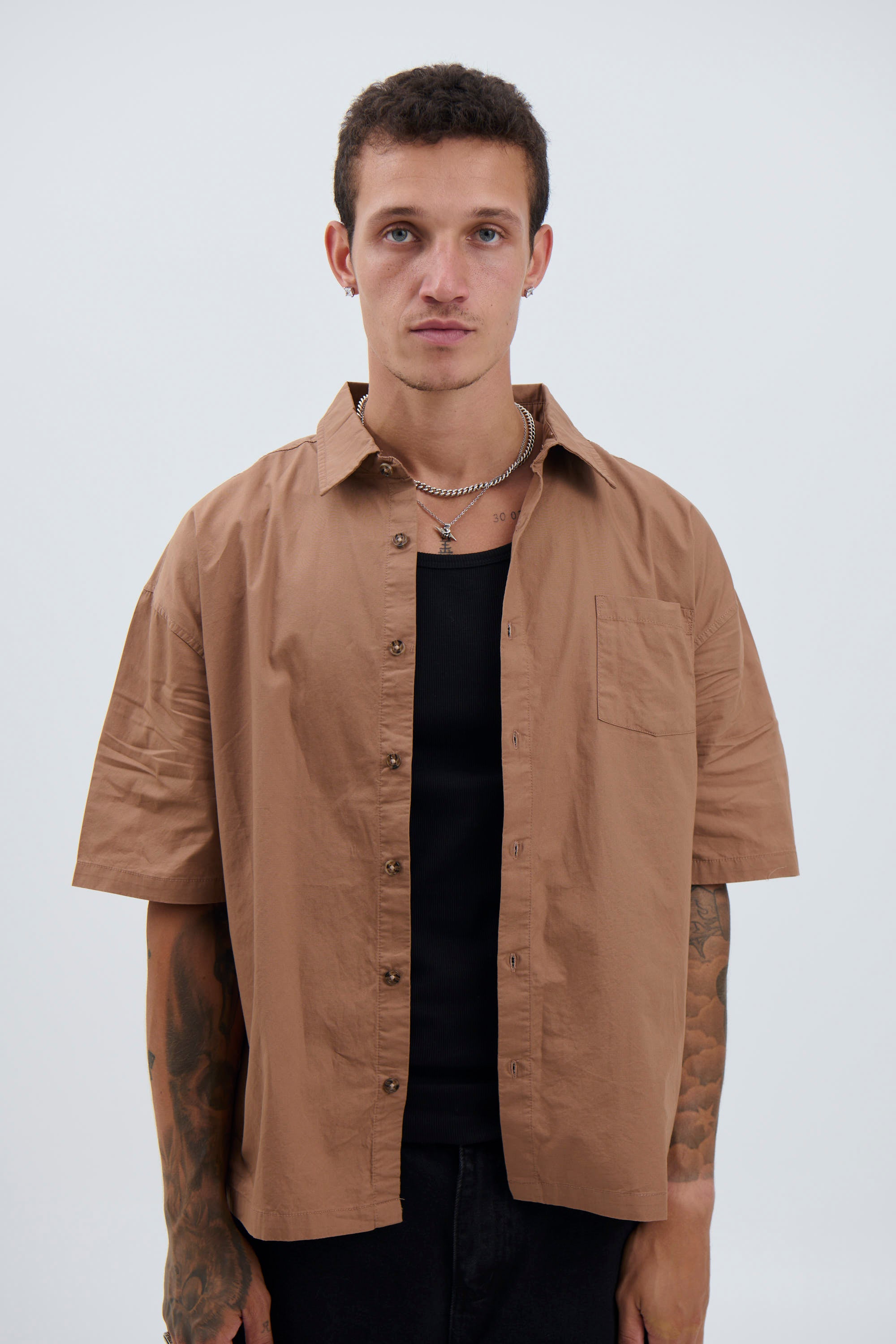 Scott Short Sleeve Shirt Choc - FINAL SALE