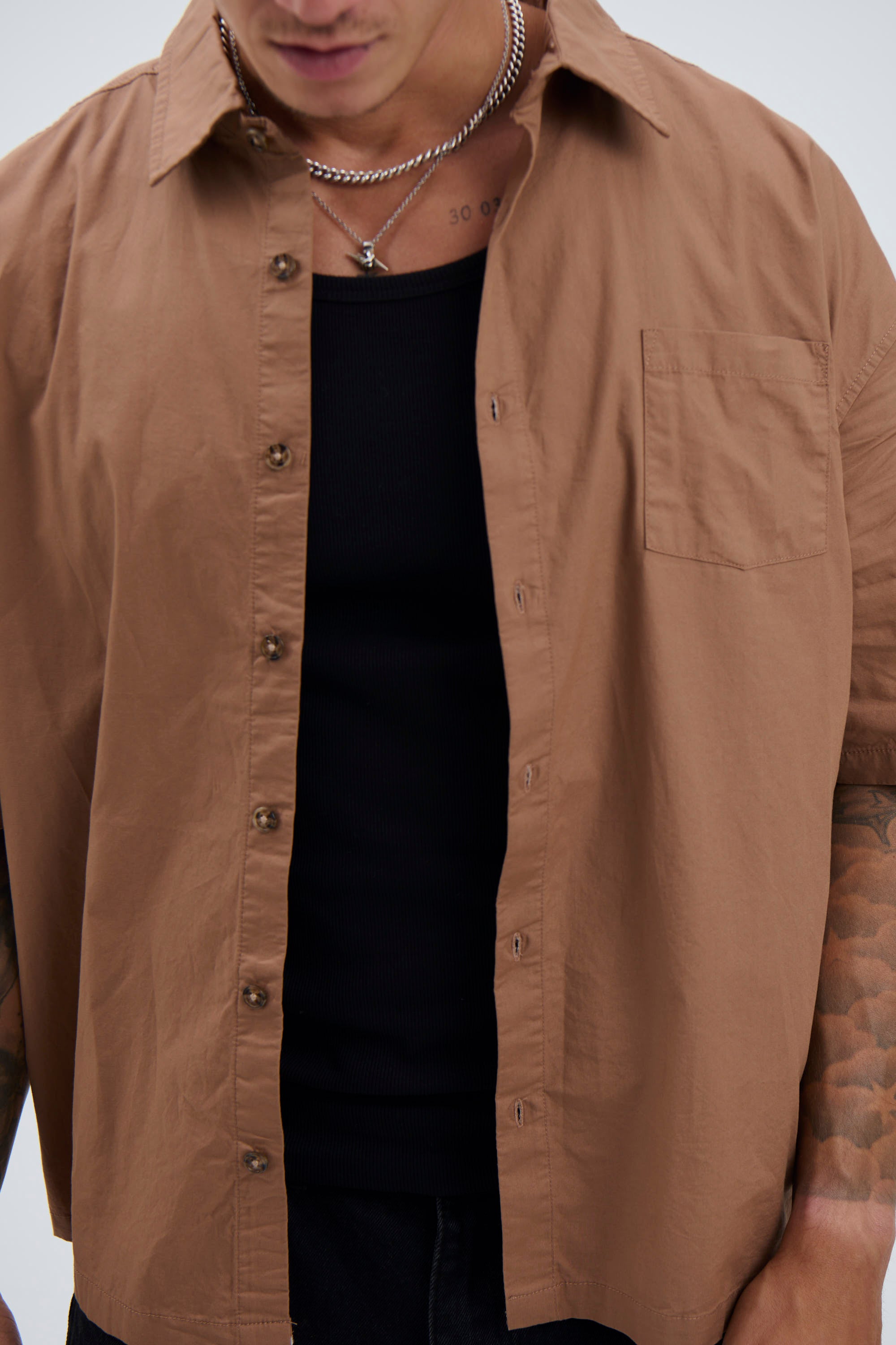 Scott Short Sleeve Shirt Choc - FINAL SALE