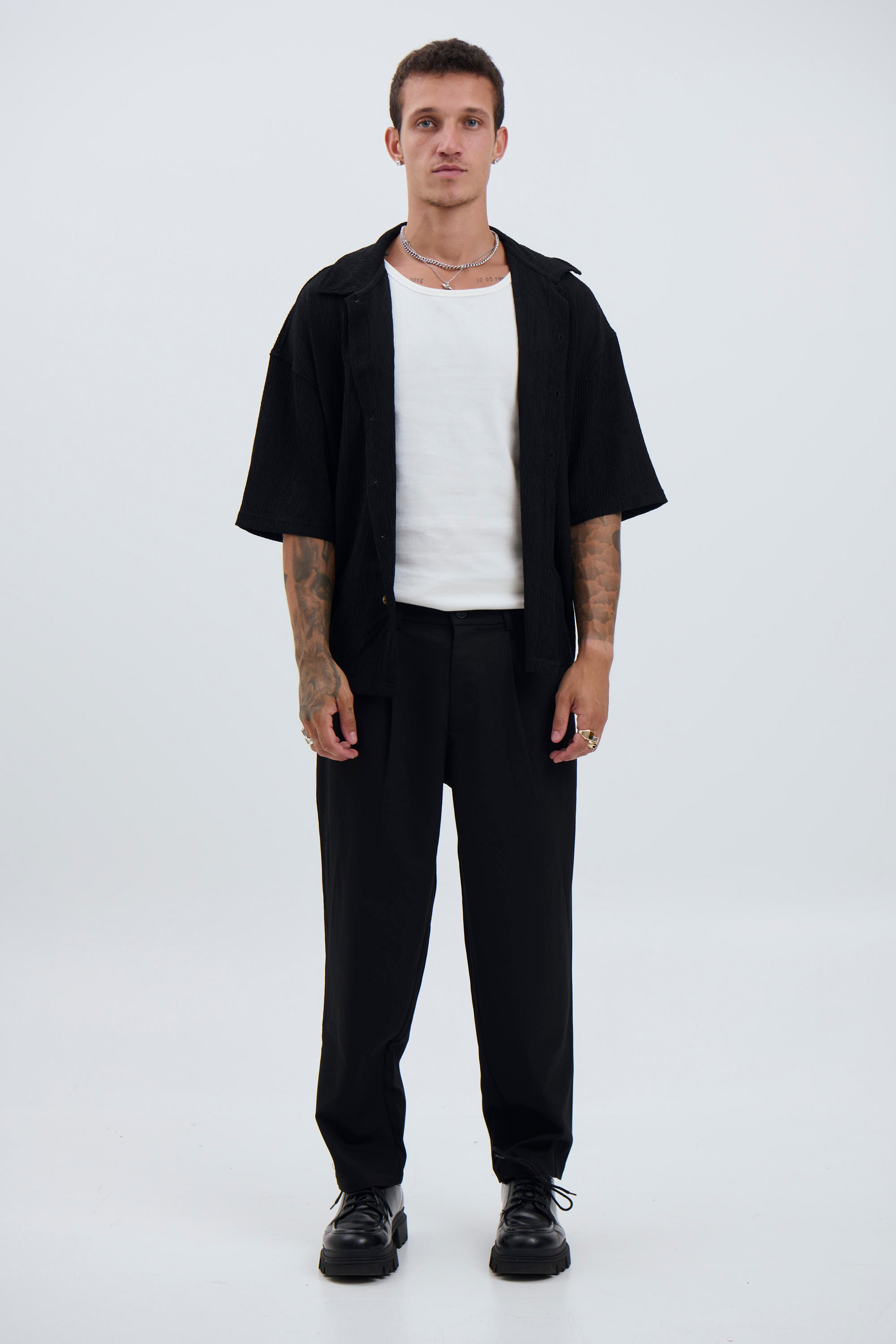 Lucas Drop Shirt Soft Texture Black