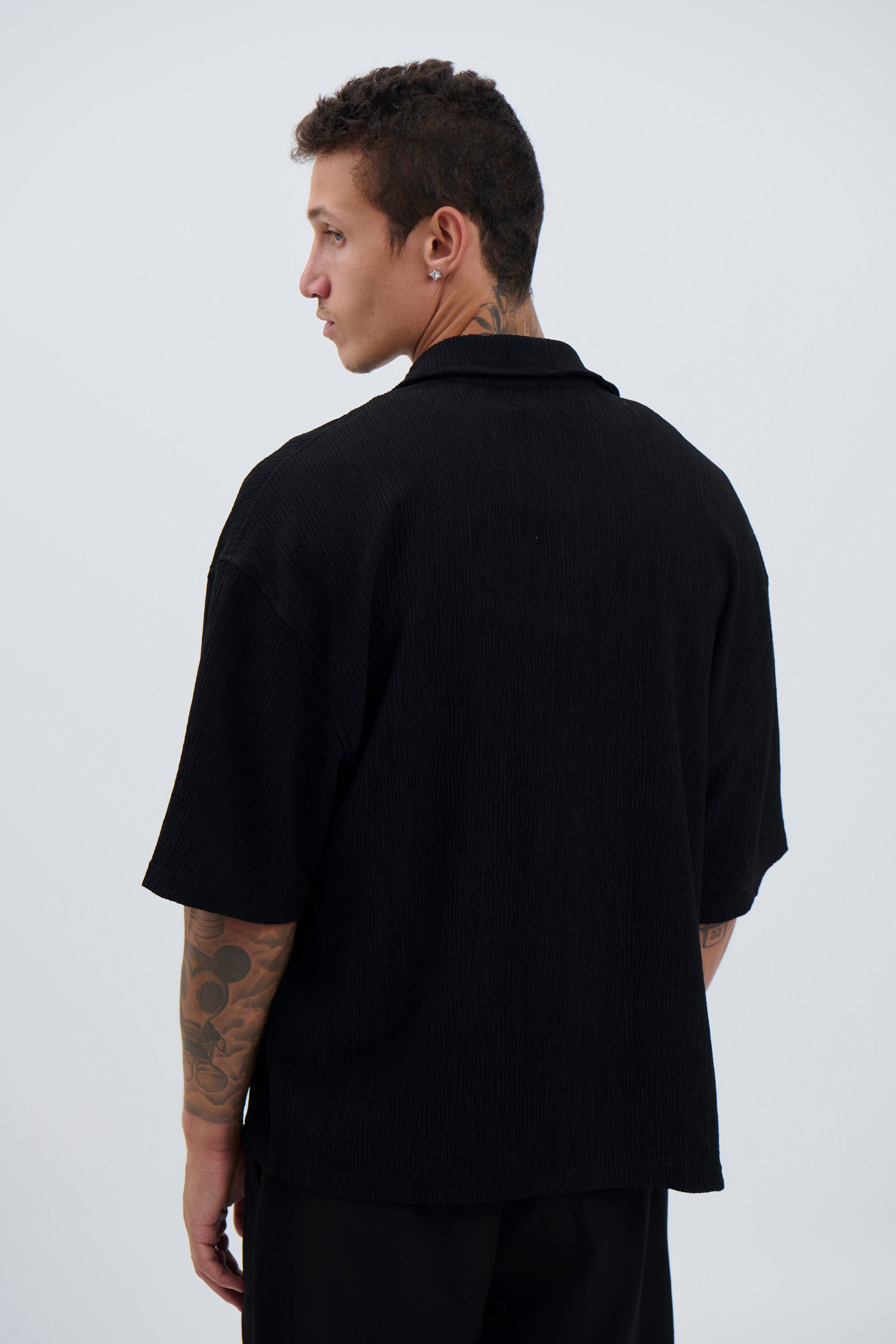 Lucas Drop Shirt Soft Texture Black