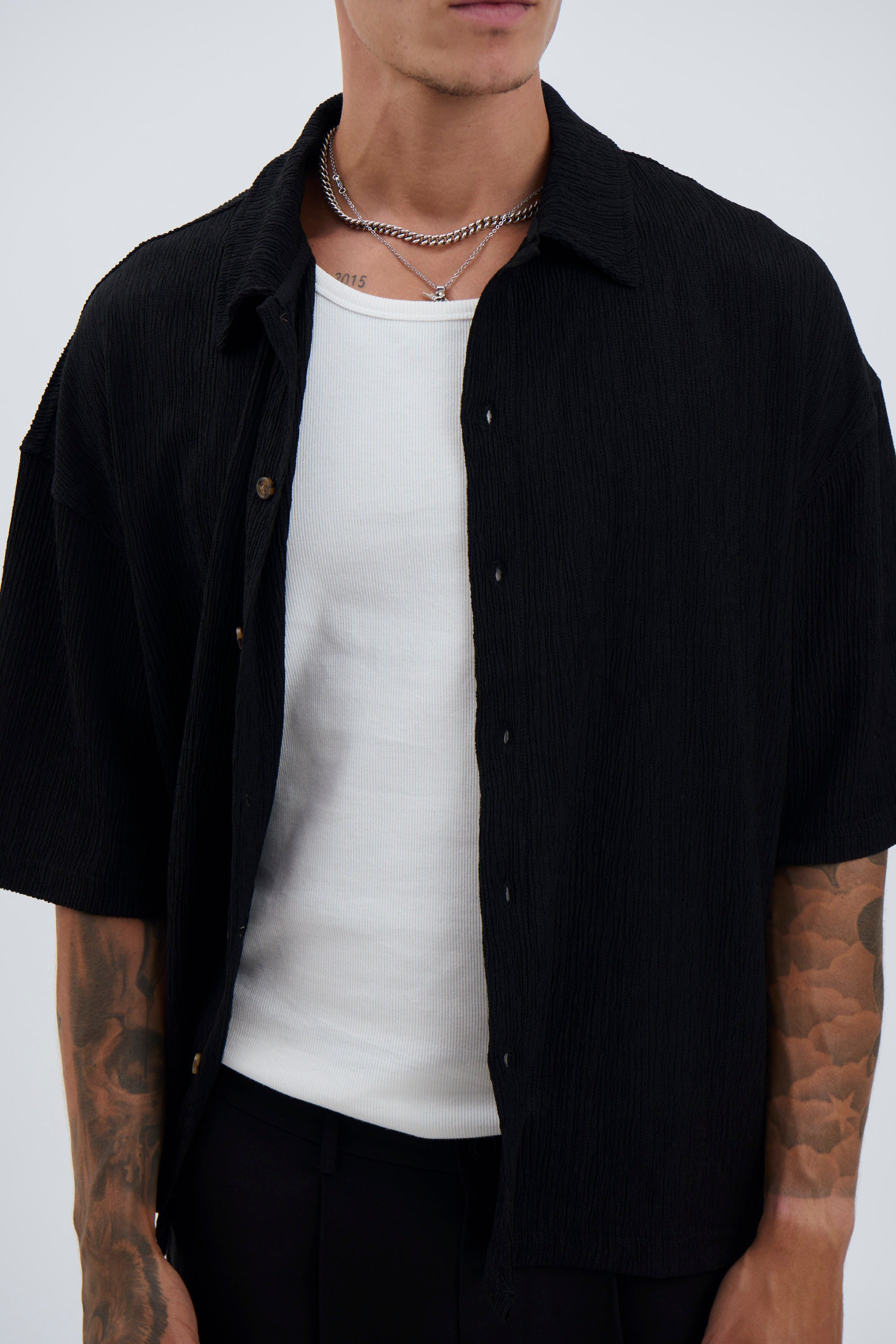 Lucas Drop Shirt Soft Texture Black