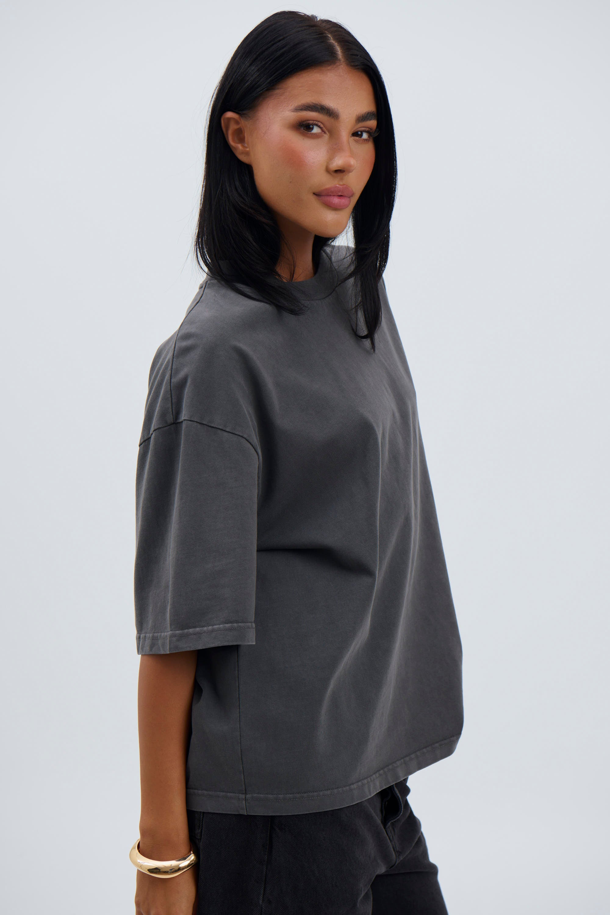 Unisex Emmett Box Tee Charcoal