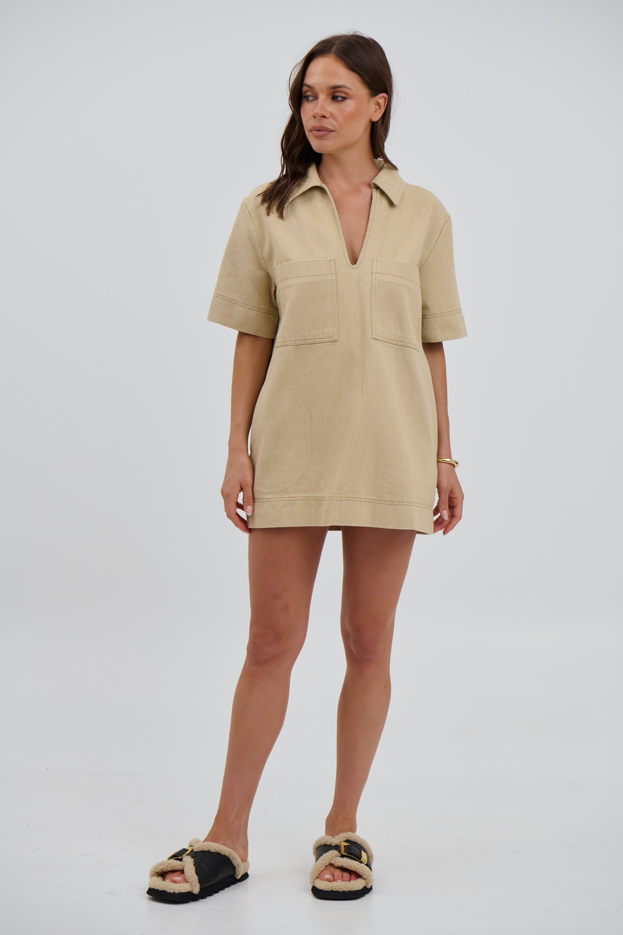 Tara Mini Dress Stone