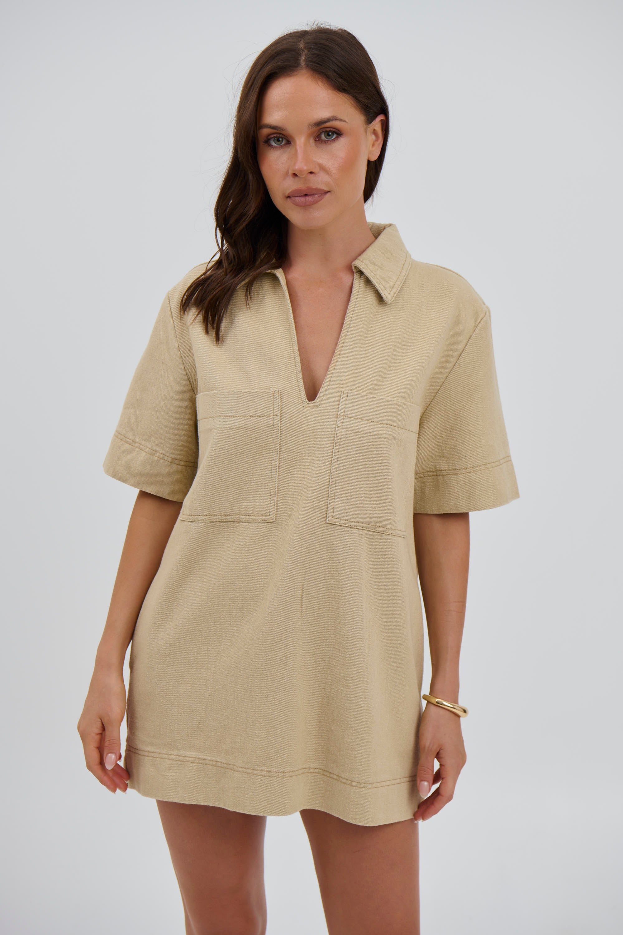 Tara Mini Dress Stone