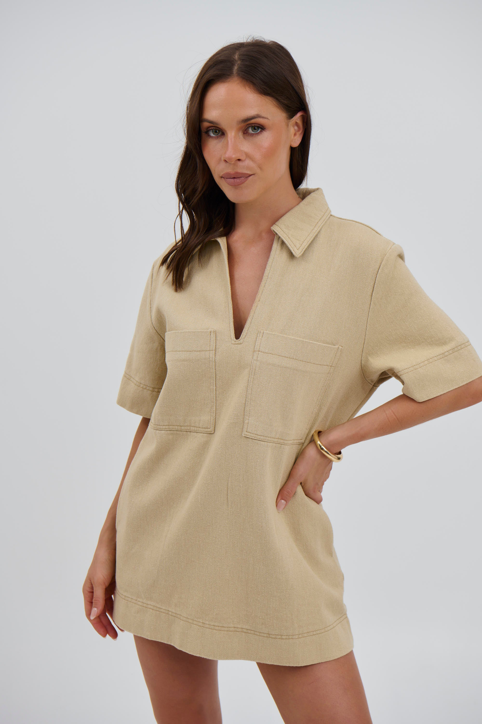 Tara Mini Dress Stone