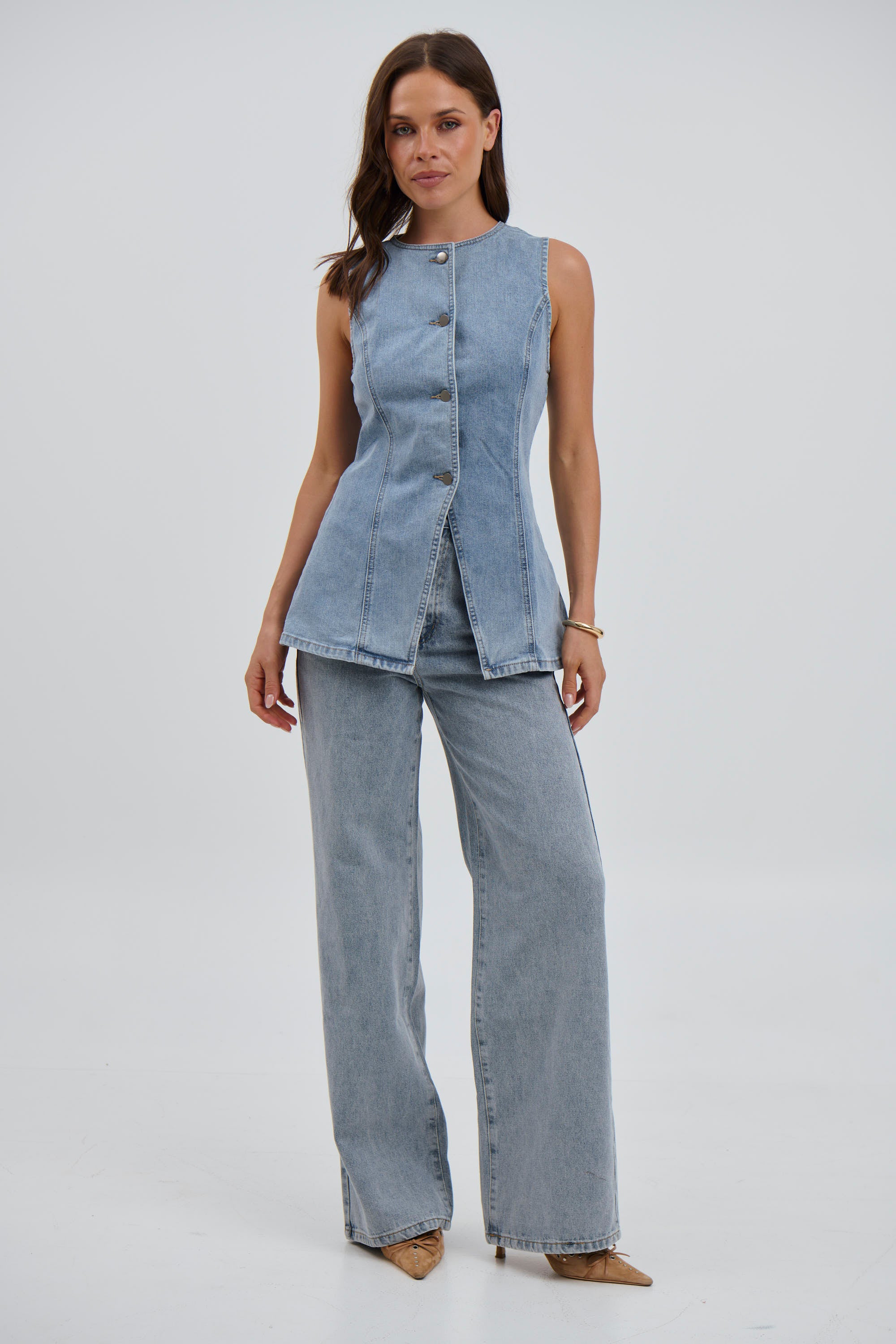 Imogen Denim Vest Light Wash - FINAL SALE