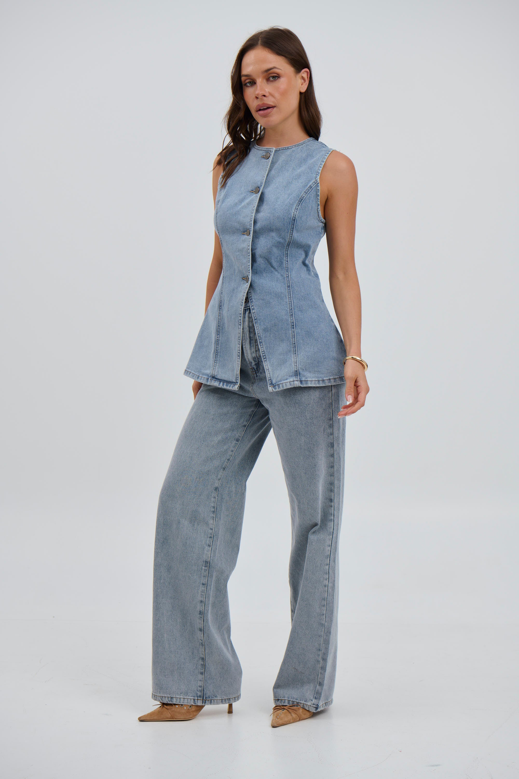 Imogen Denim Vest Light Wash - FINAL SALE