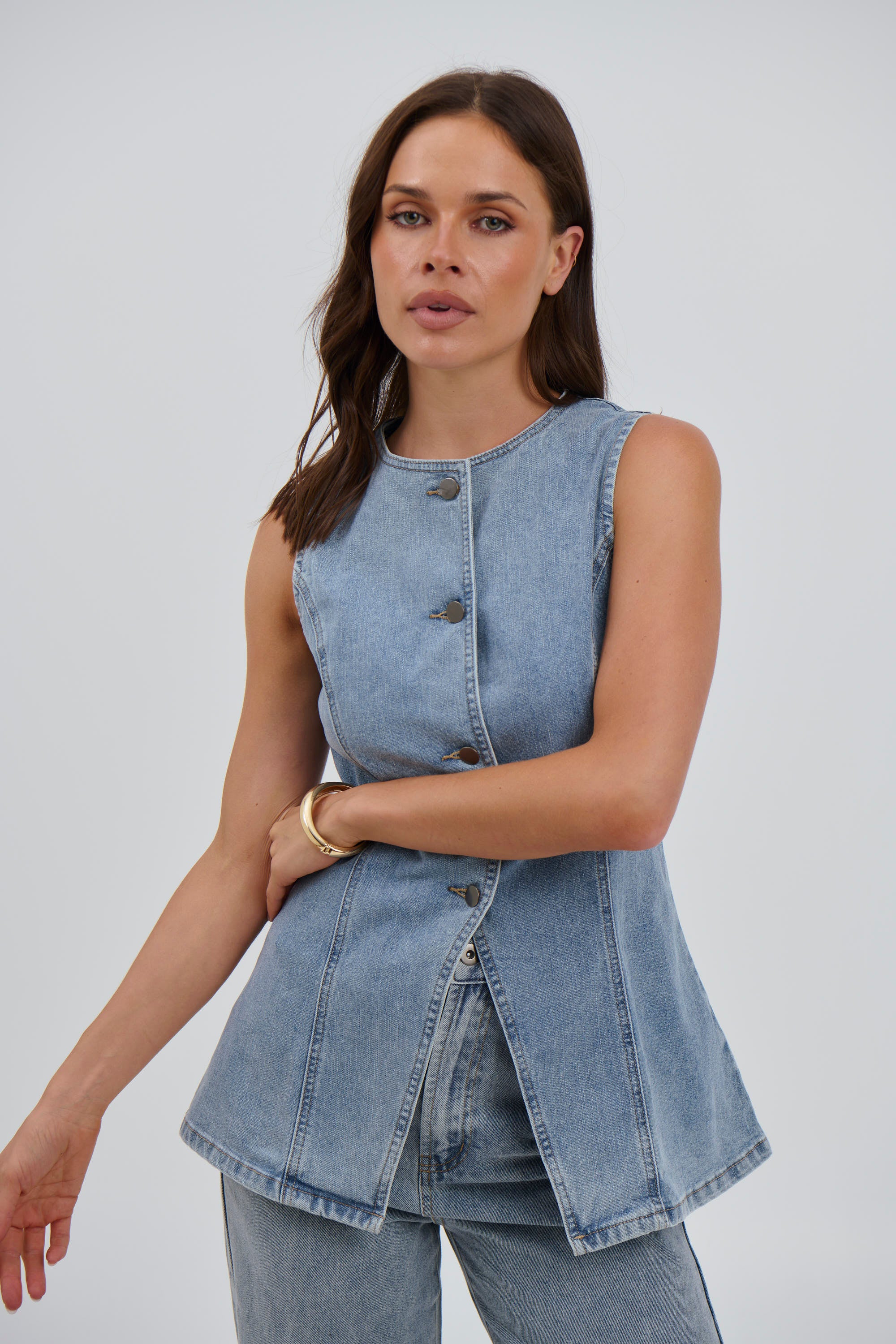Imogen Denim Vest Light Wash - FINAL SALE
