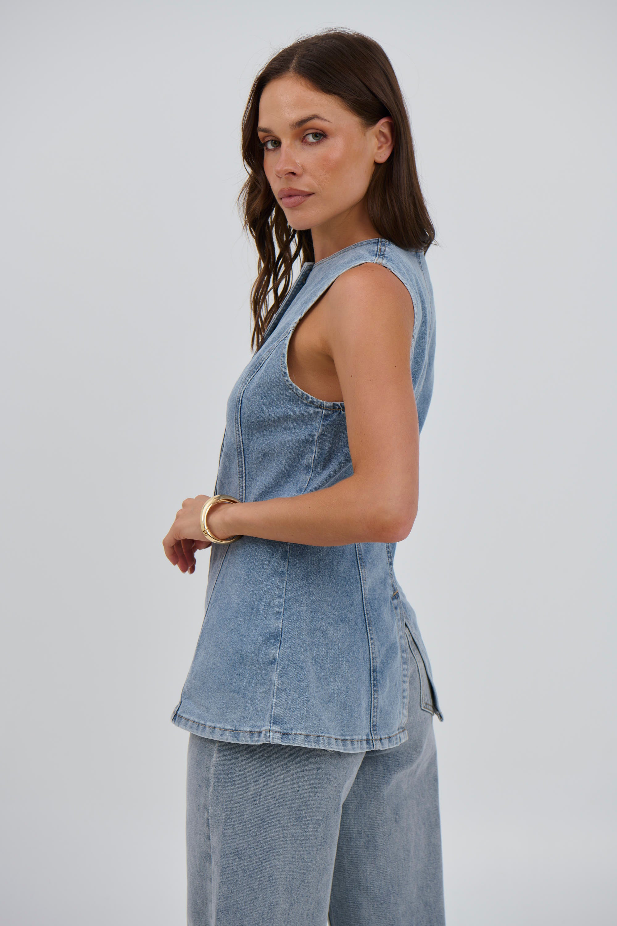 Imogen Denim Vest Light Wash - FINAL SALE