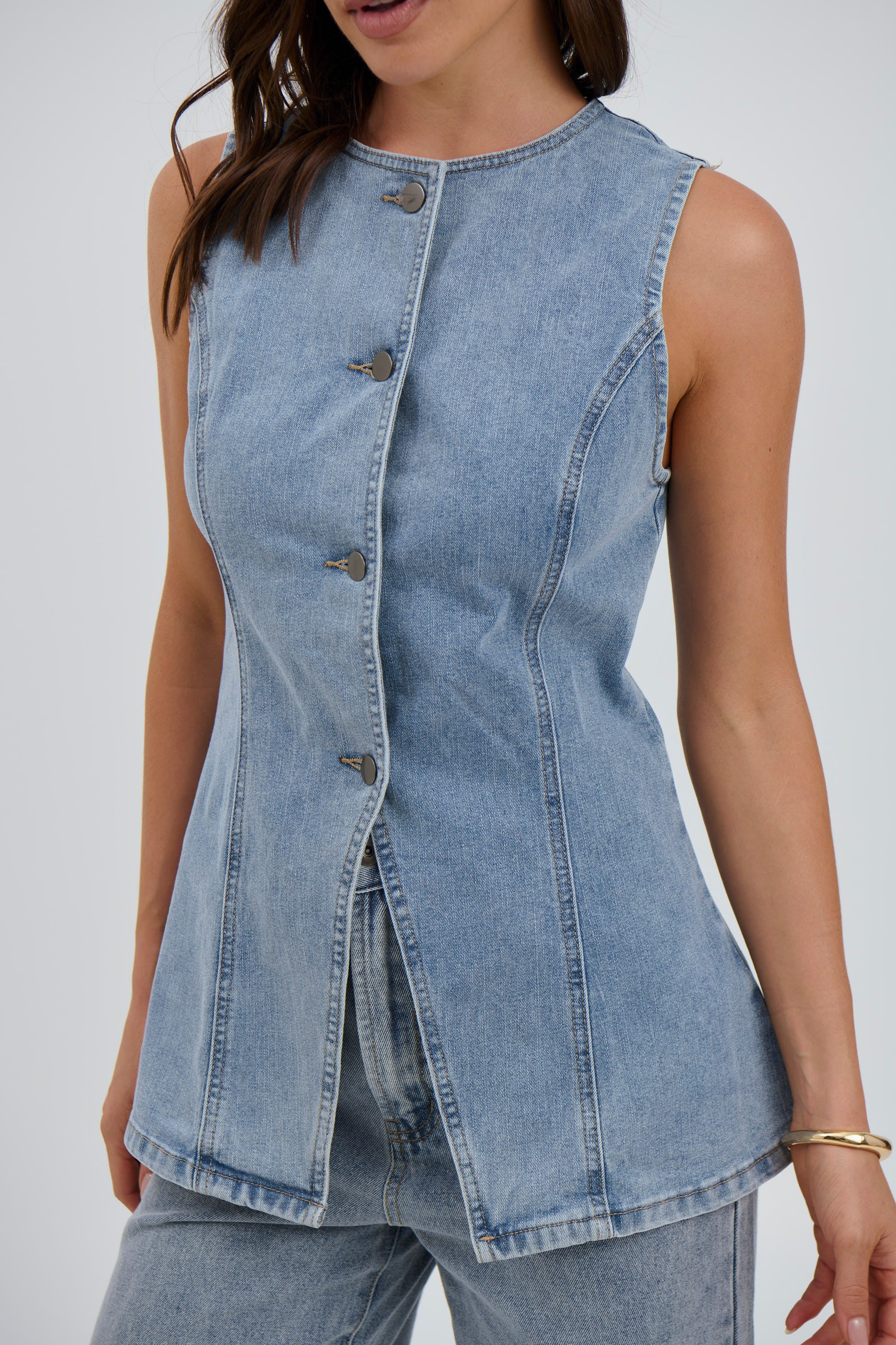 Imogen Denim Vest Light Wash - FINAL SALE