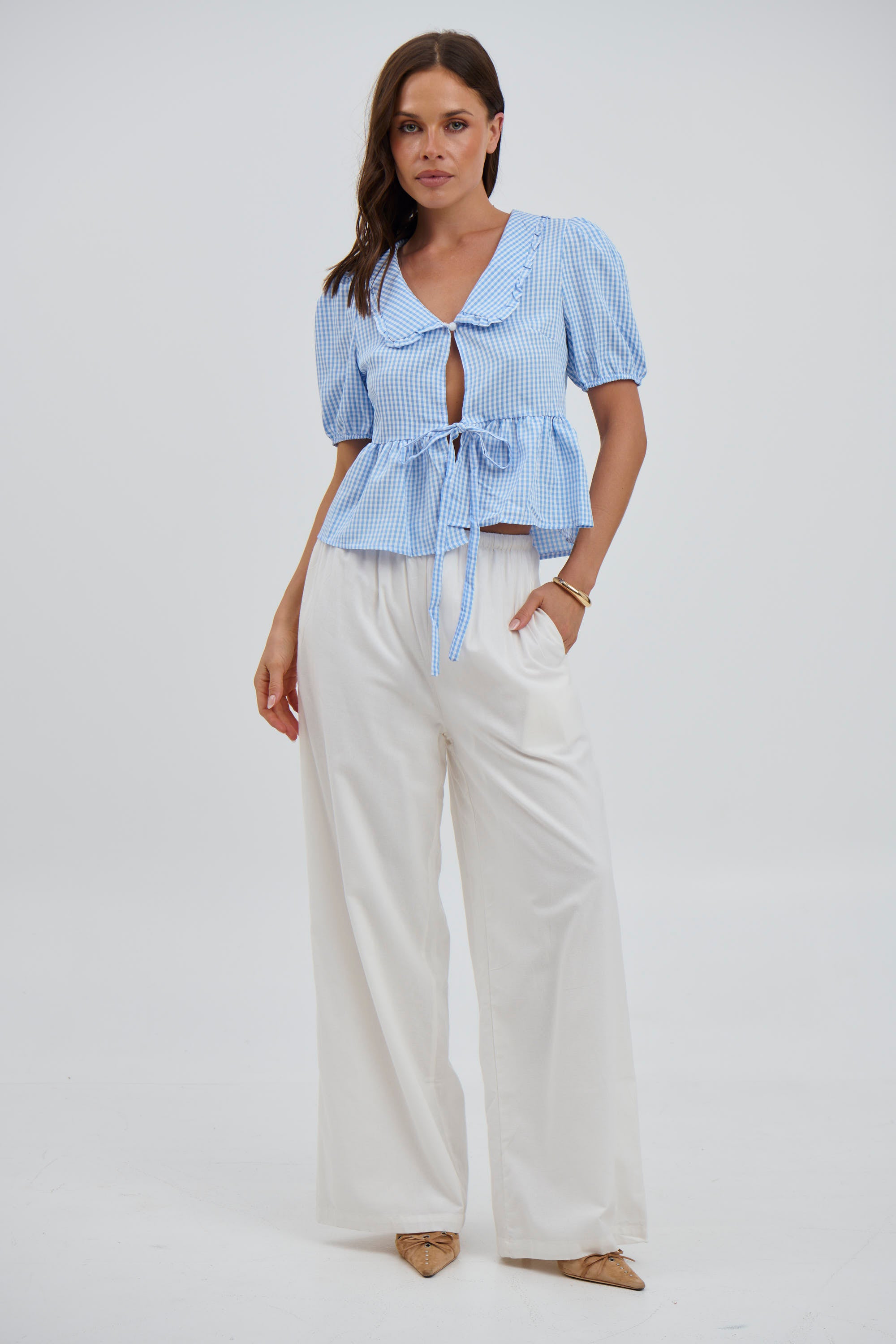 Sofia Gingham Top Blue - FINAL SALE