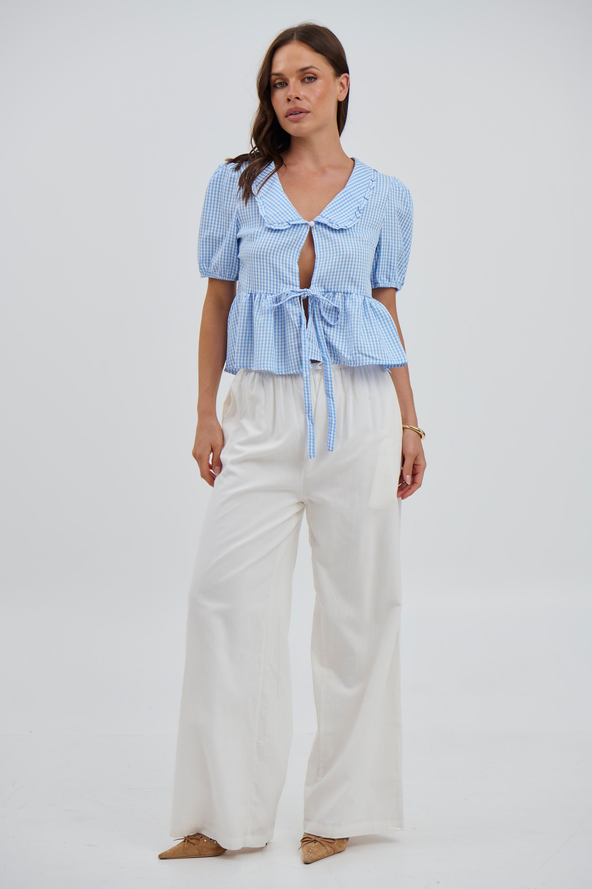 Sofia Gingham Top Blue - FINAL SALE