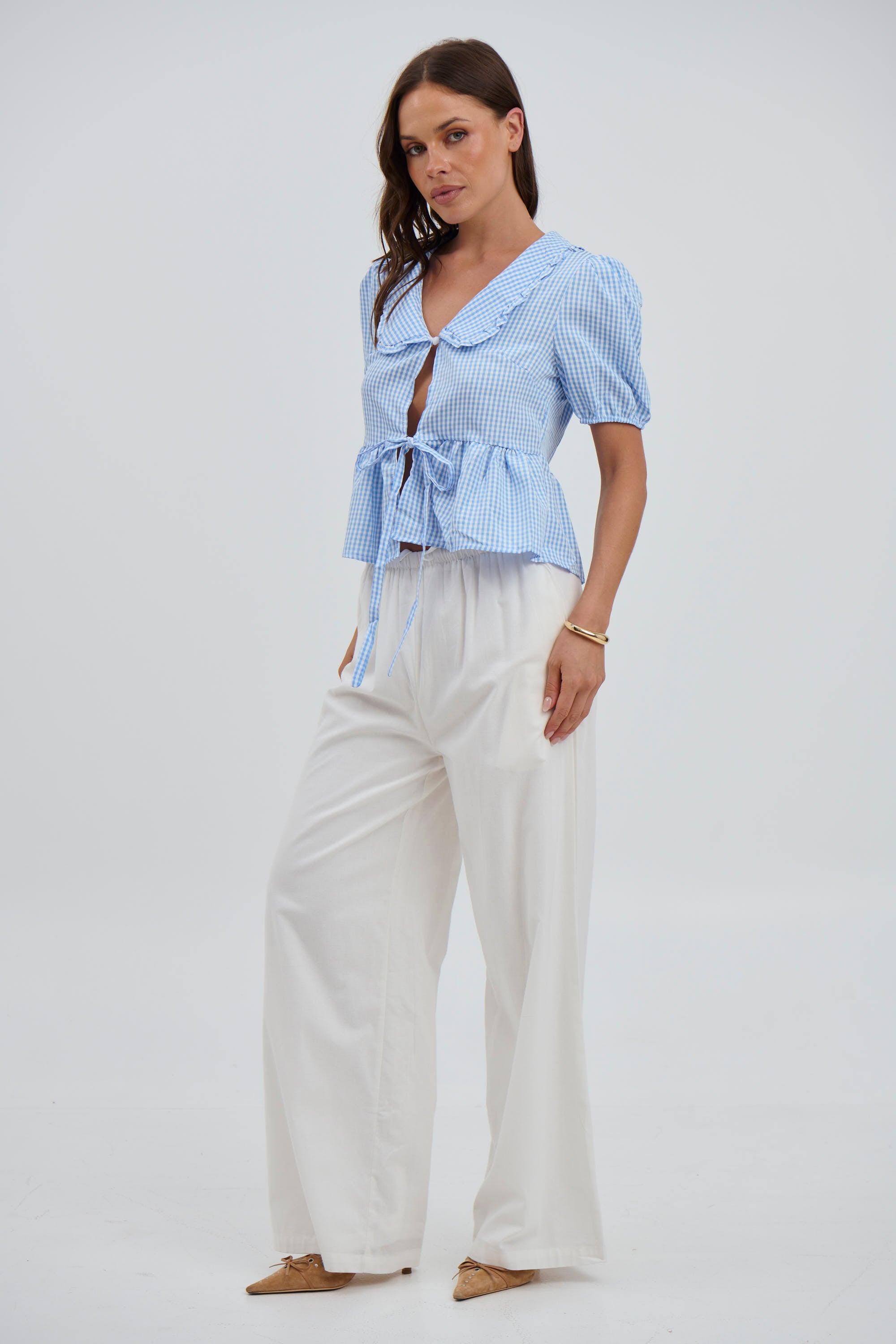 Sofia Gingham Top Blue - FINAL SALE