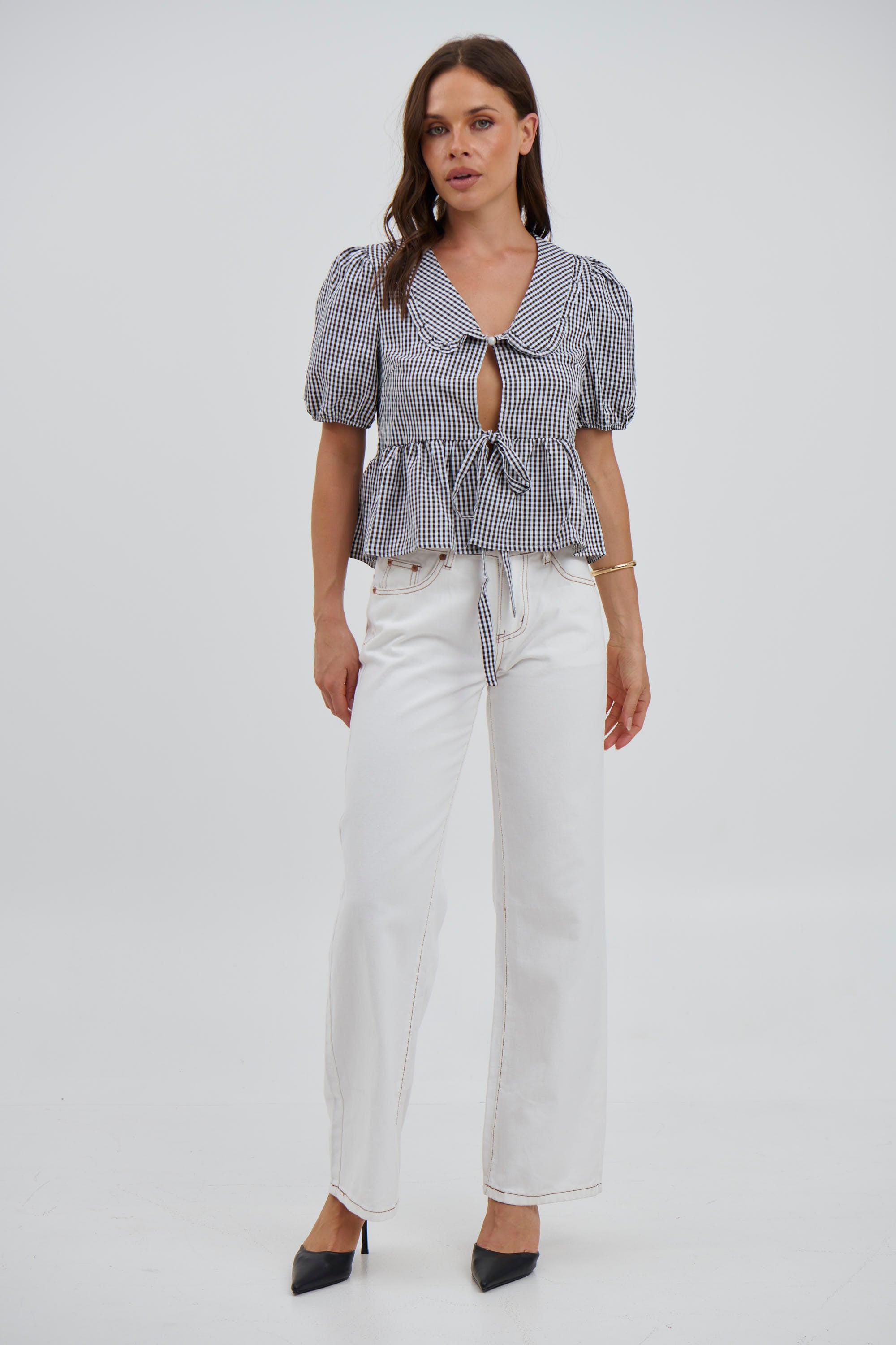 Sofia Gingham Top Black - FINAL SALE