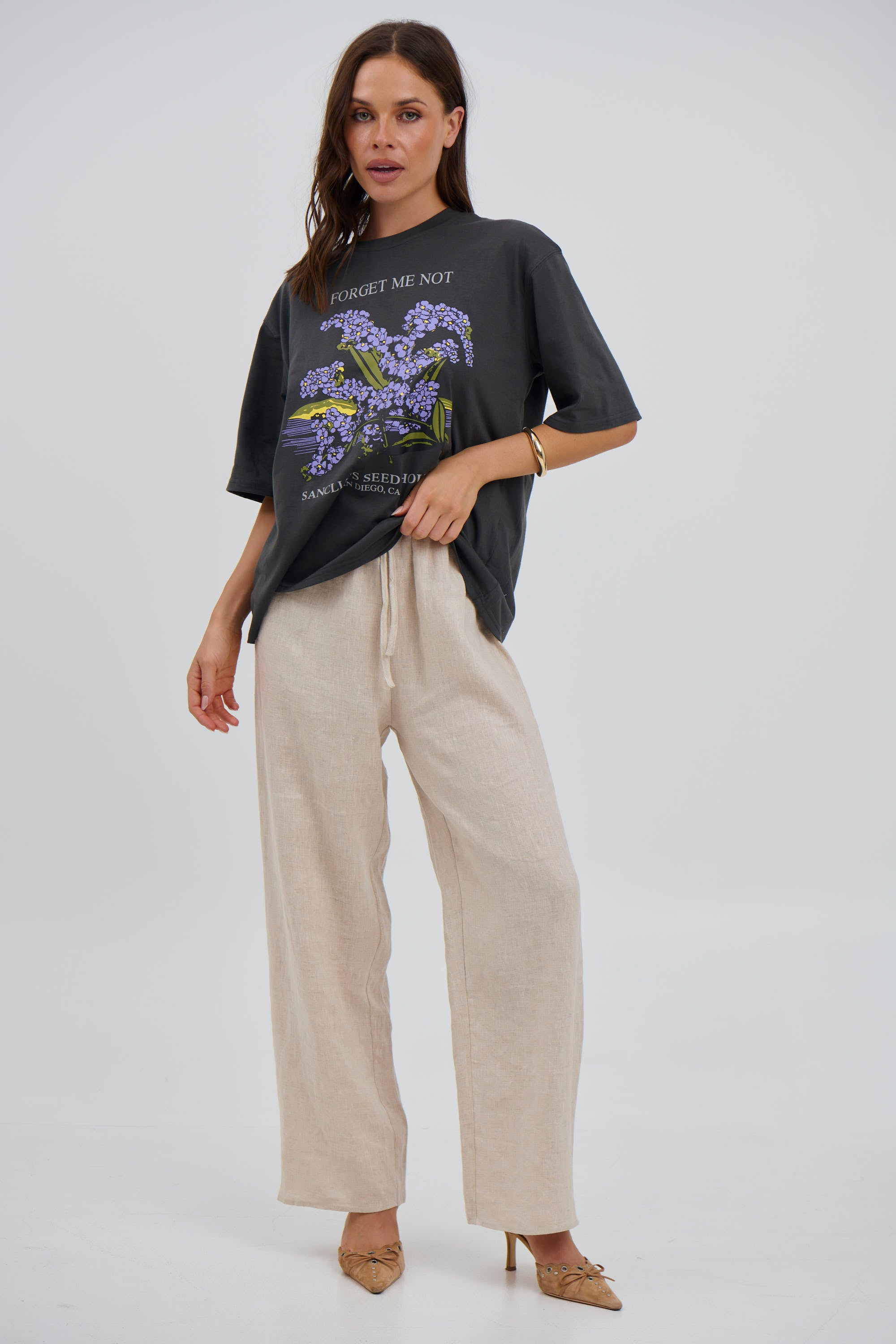 Forget Me Not Tee Charcoal - FINAL SALE