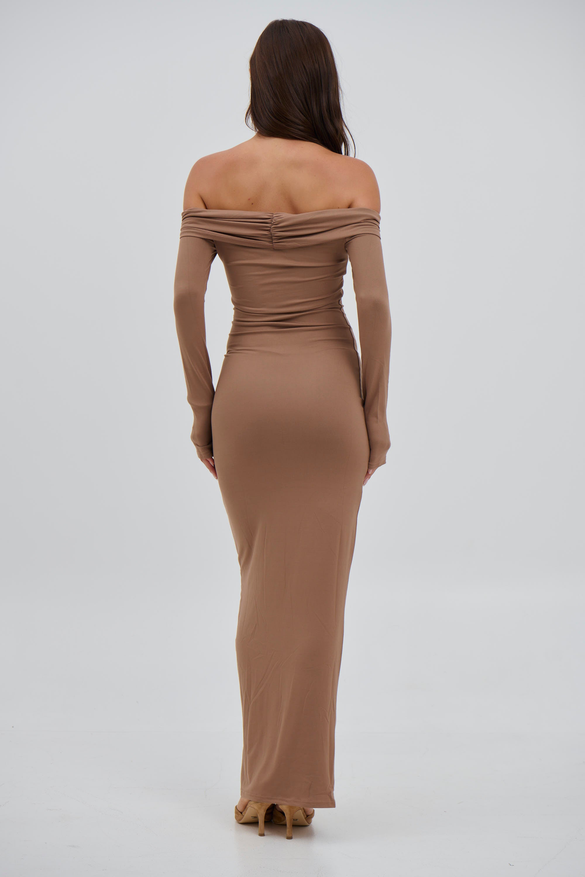 Ellery Off The Shoulder Dress Chocolate - FINAL SALE