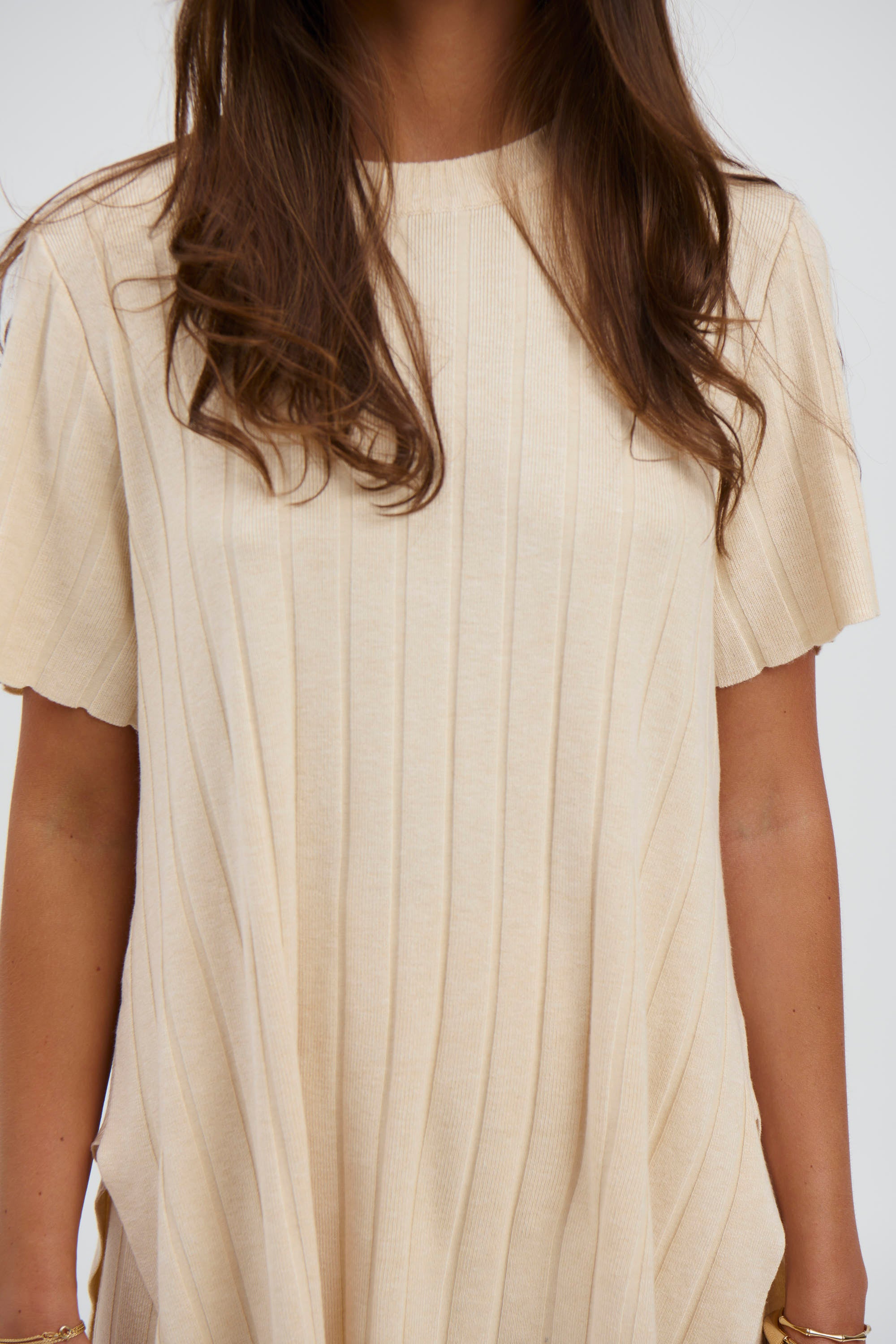 Leighton Ribbed Top Bone - FINAL SALE