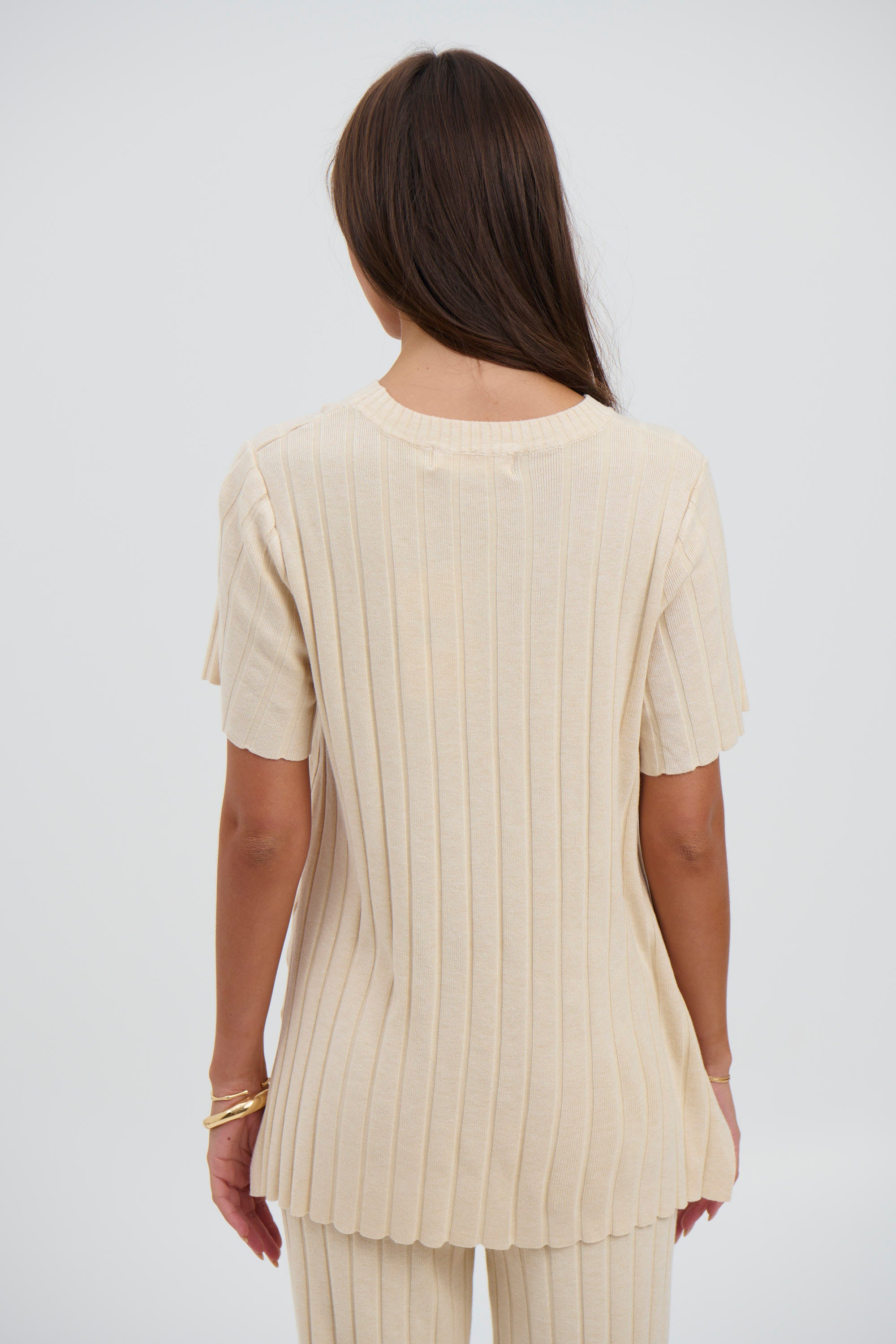 Leighton Ribbed Top Bone - FINAL SALE