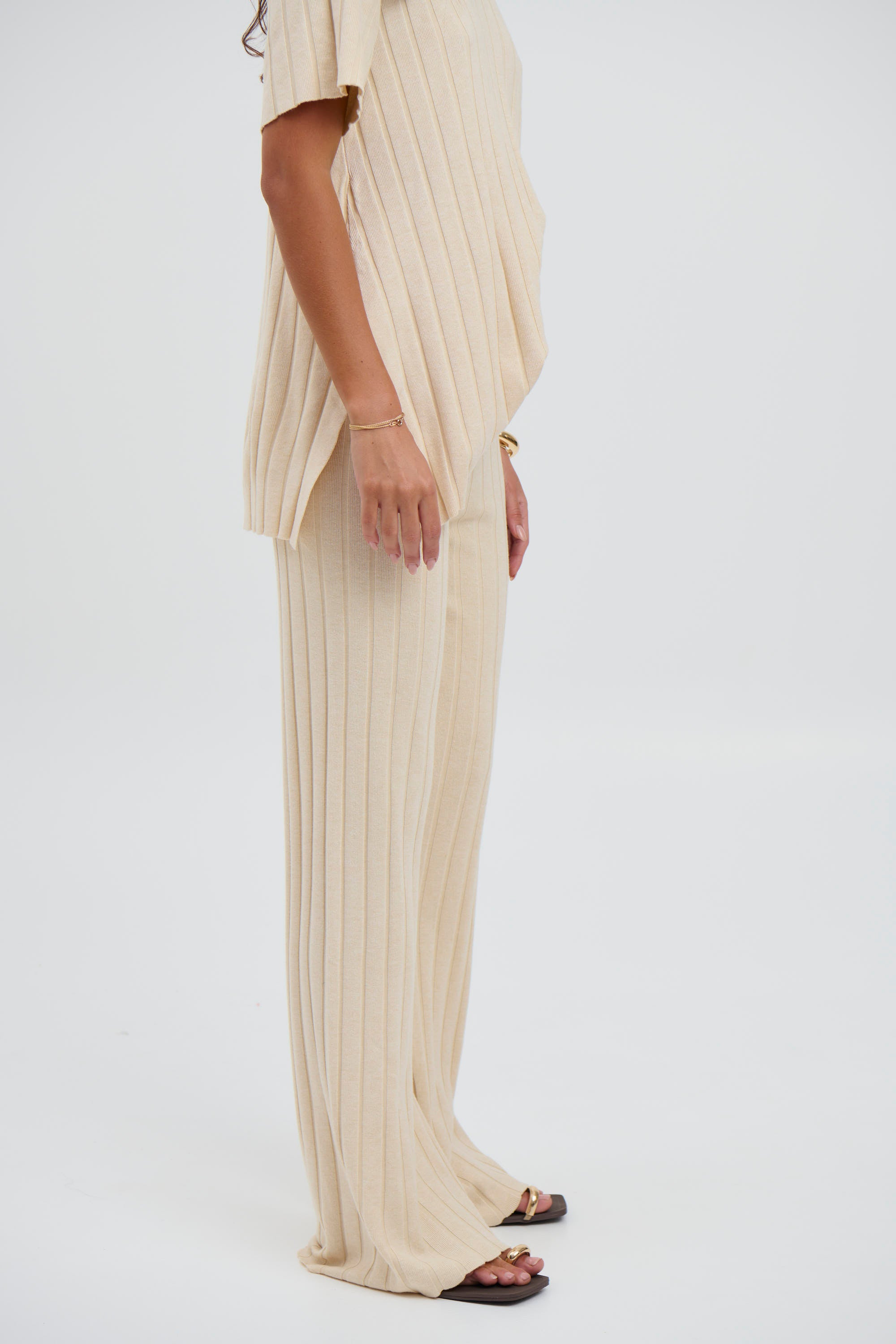 Leighton Ribbed Pant Bone - FINAL SALE