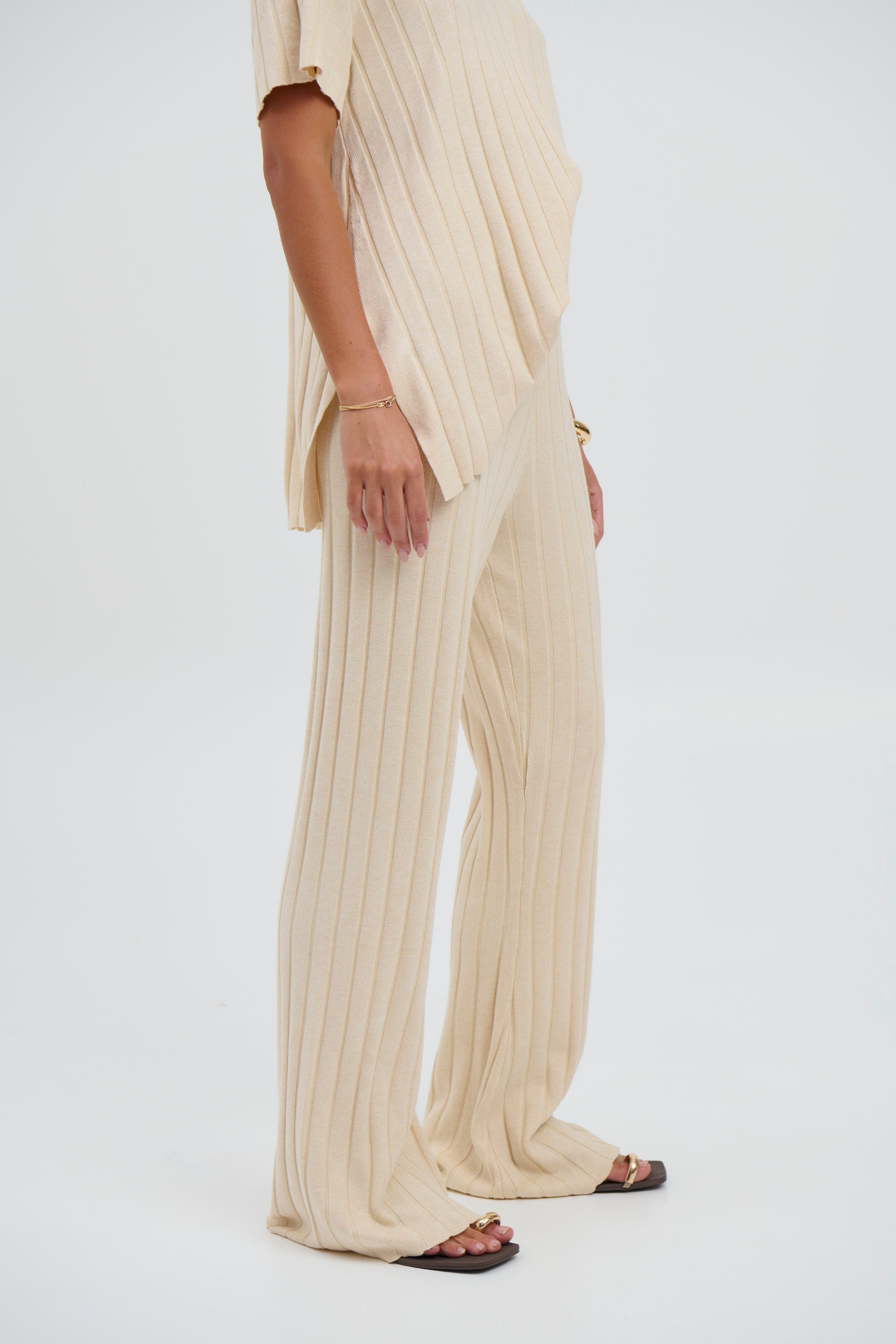 Leighton Ribbed Pant Bone - FINAL SALE