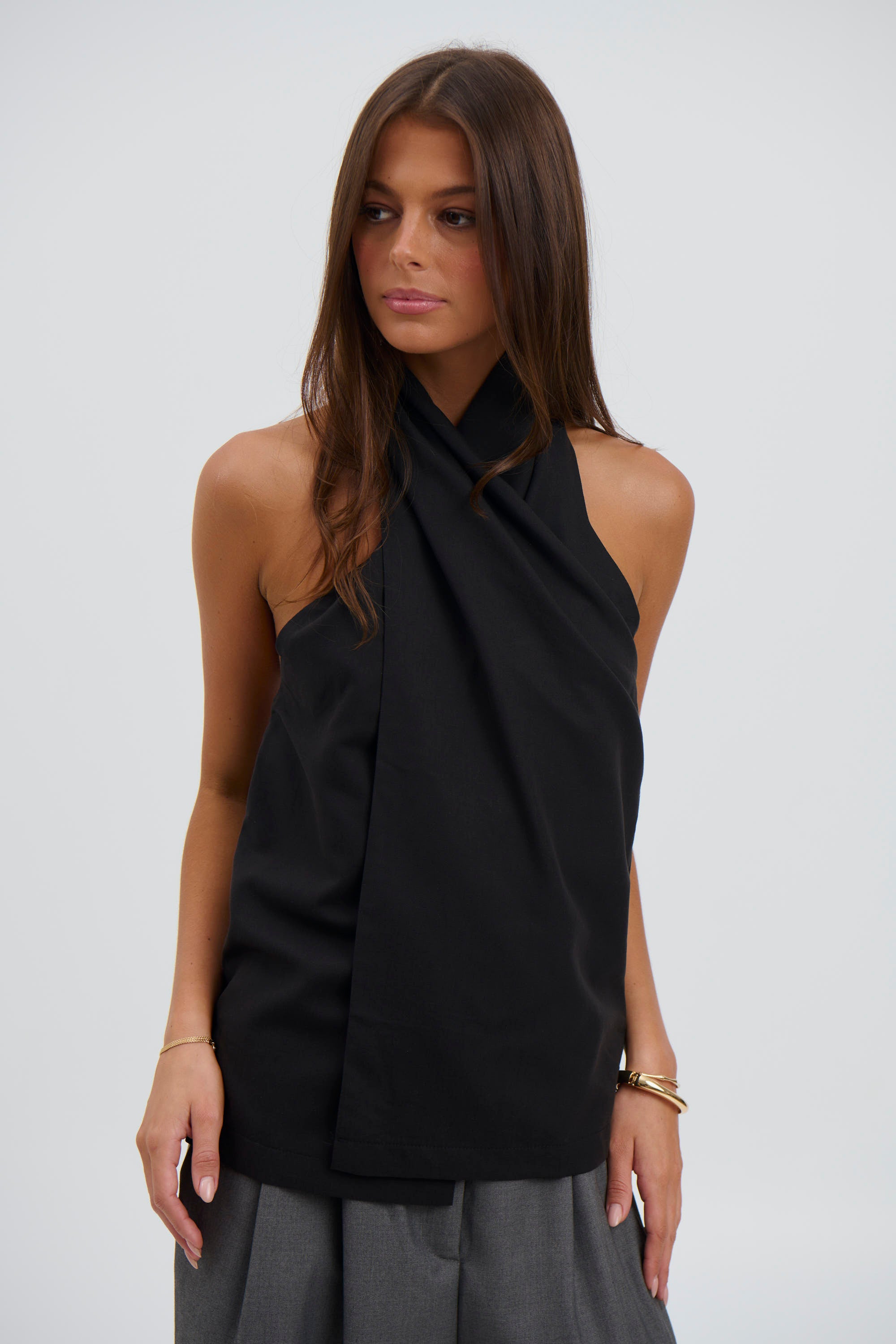 Monika Wrap Top Black
