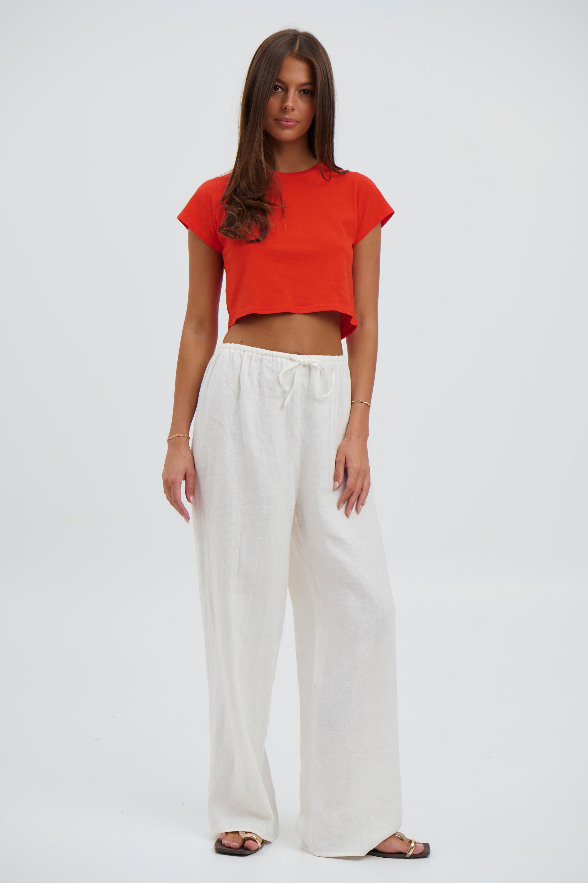 Corey Cropped T-Shirt Cherry Red