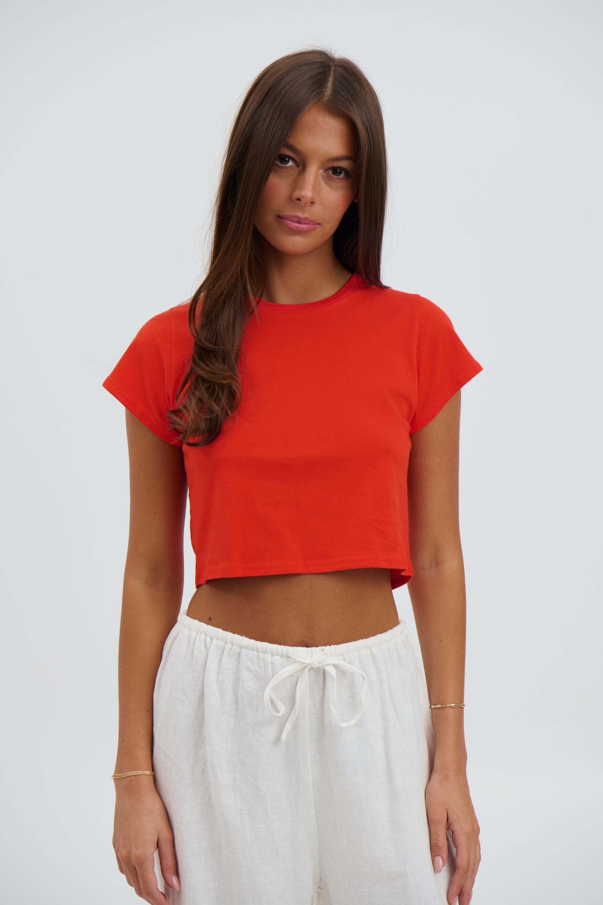 Corey Cropped T-Shirt Cherry Red