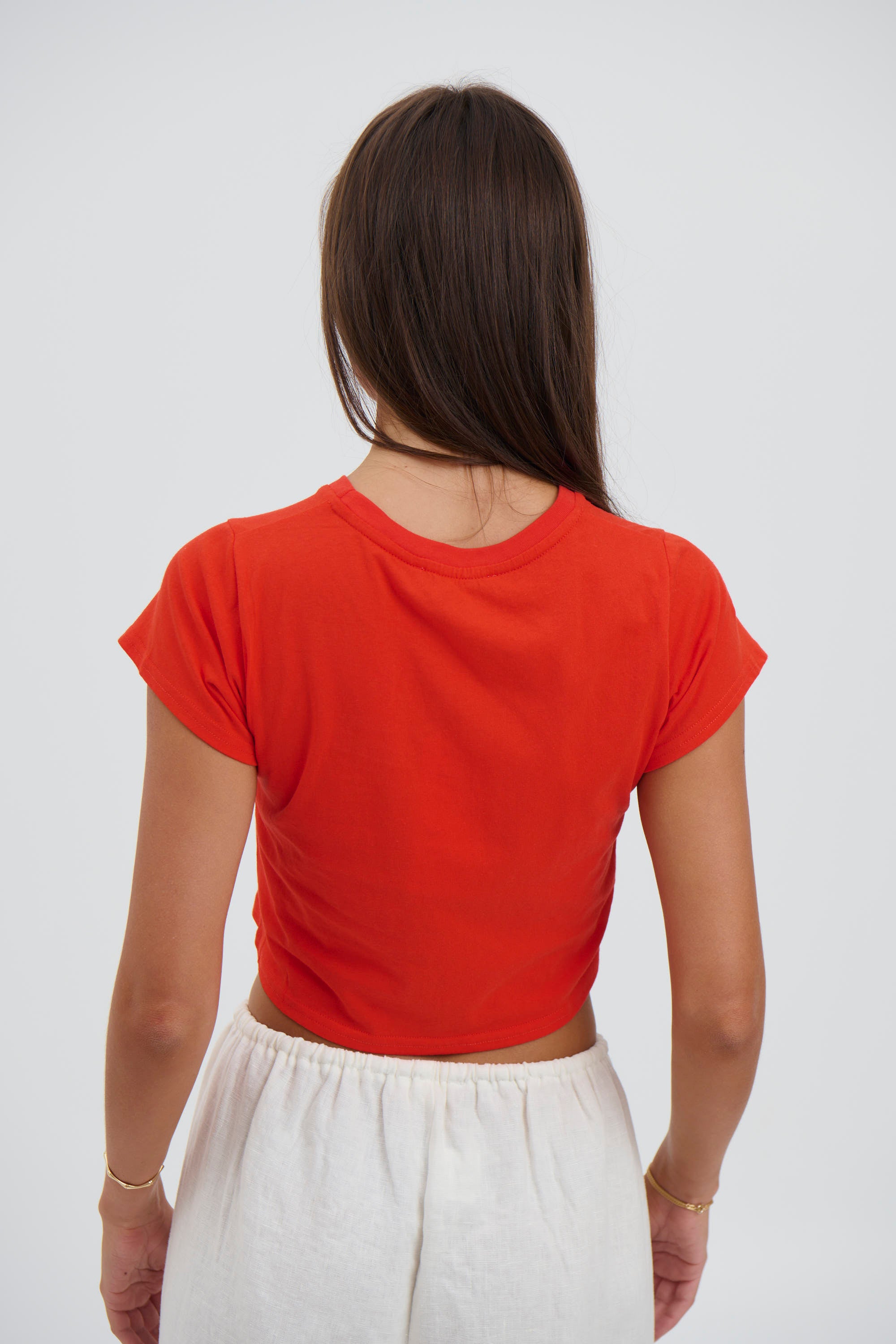 Corey Cropped T-Shirt Cherry Red