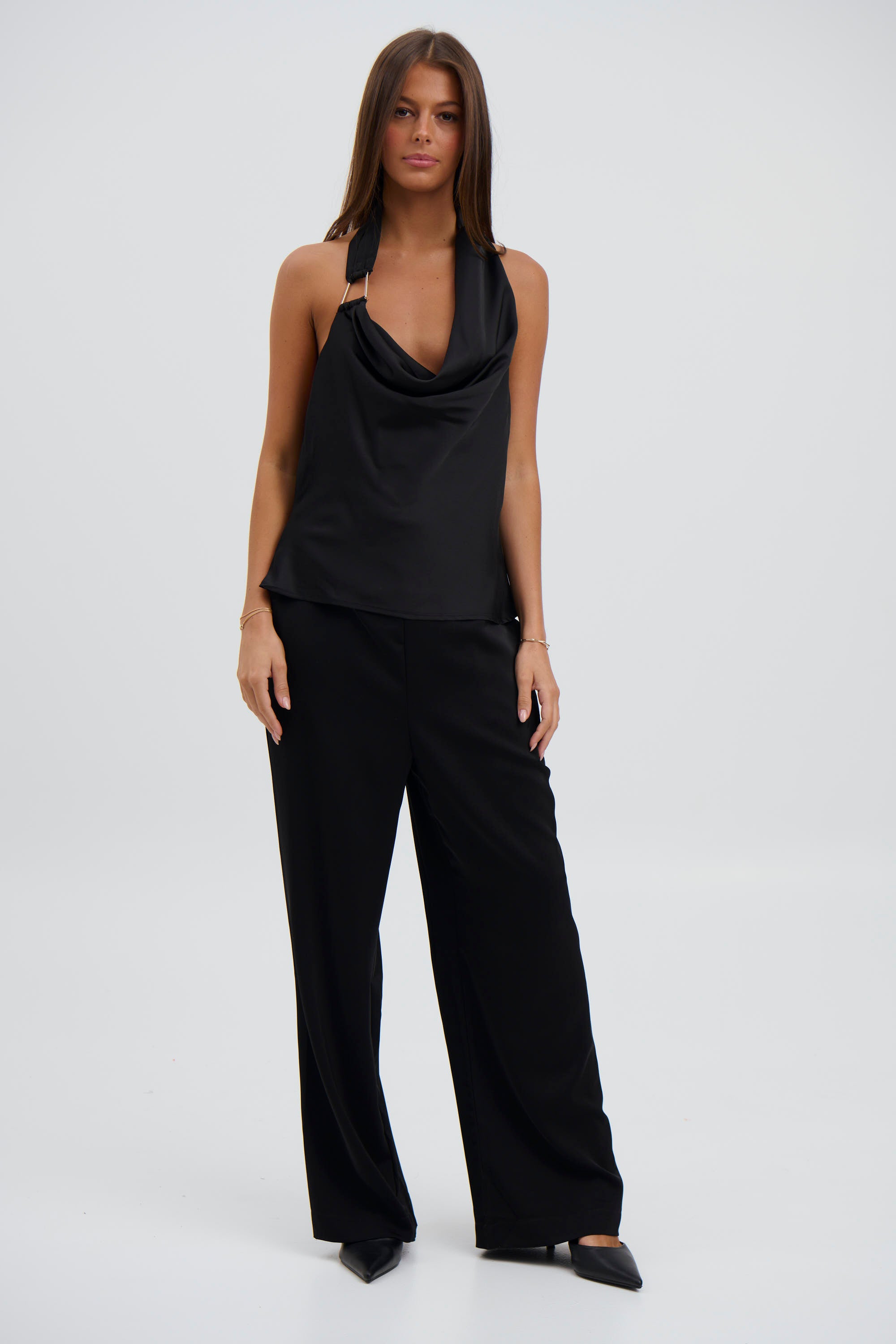 Hazel Halter Neck Top Black - FINAL SALE