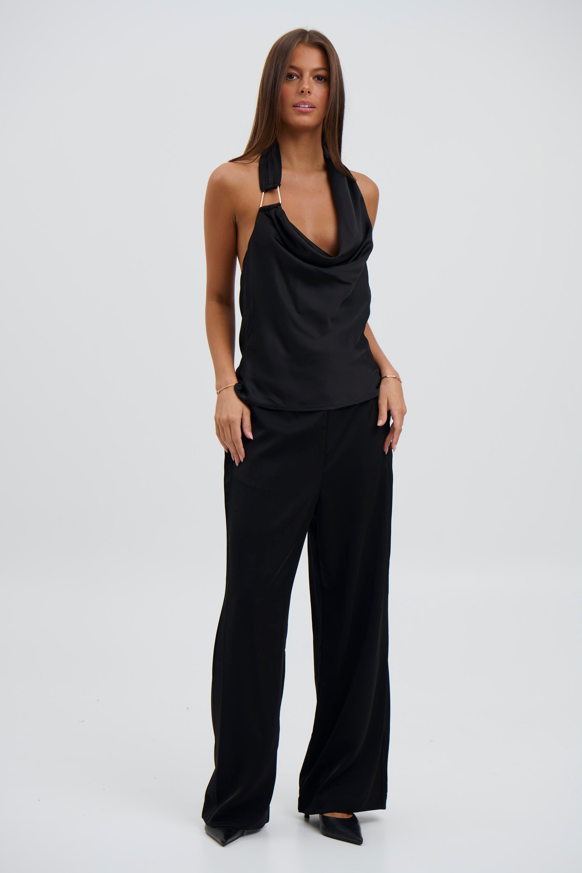 Hazel Halter Neck Top Black - FINAL SALE