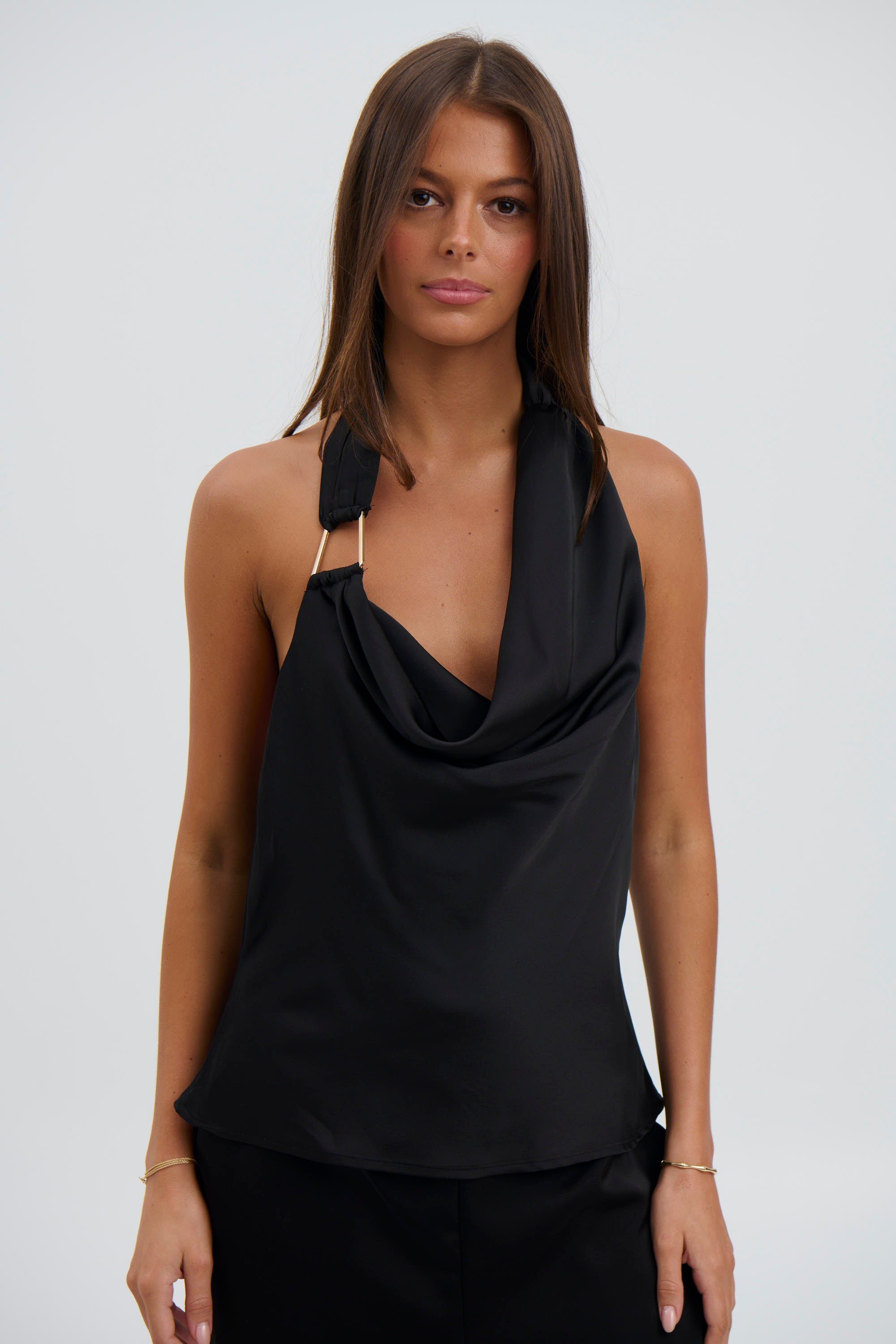 Hazel Halter Neck Top Black - FINAL SALE