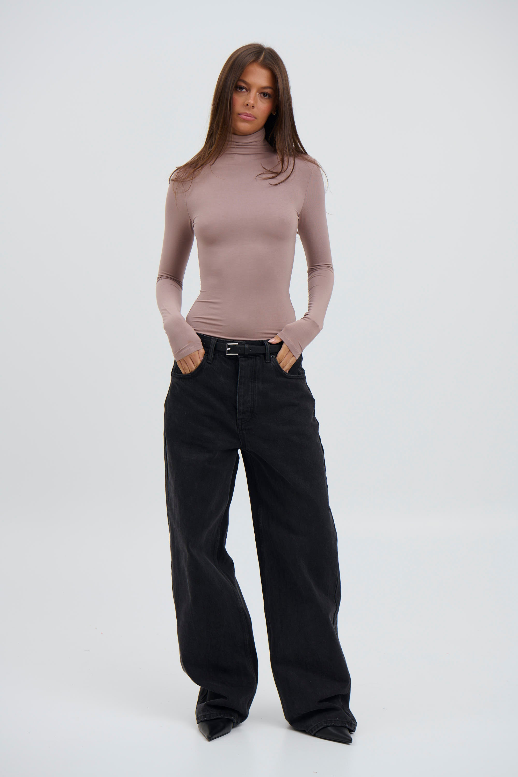 Jazmin Long Sleeve Bodysuit Taupe - FINAL SALE