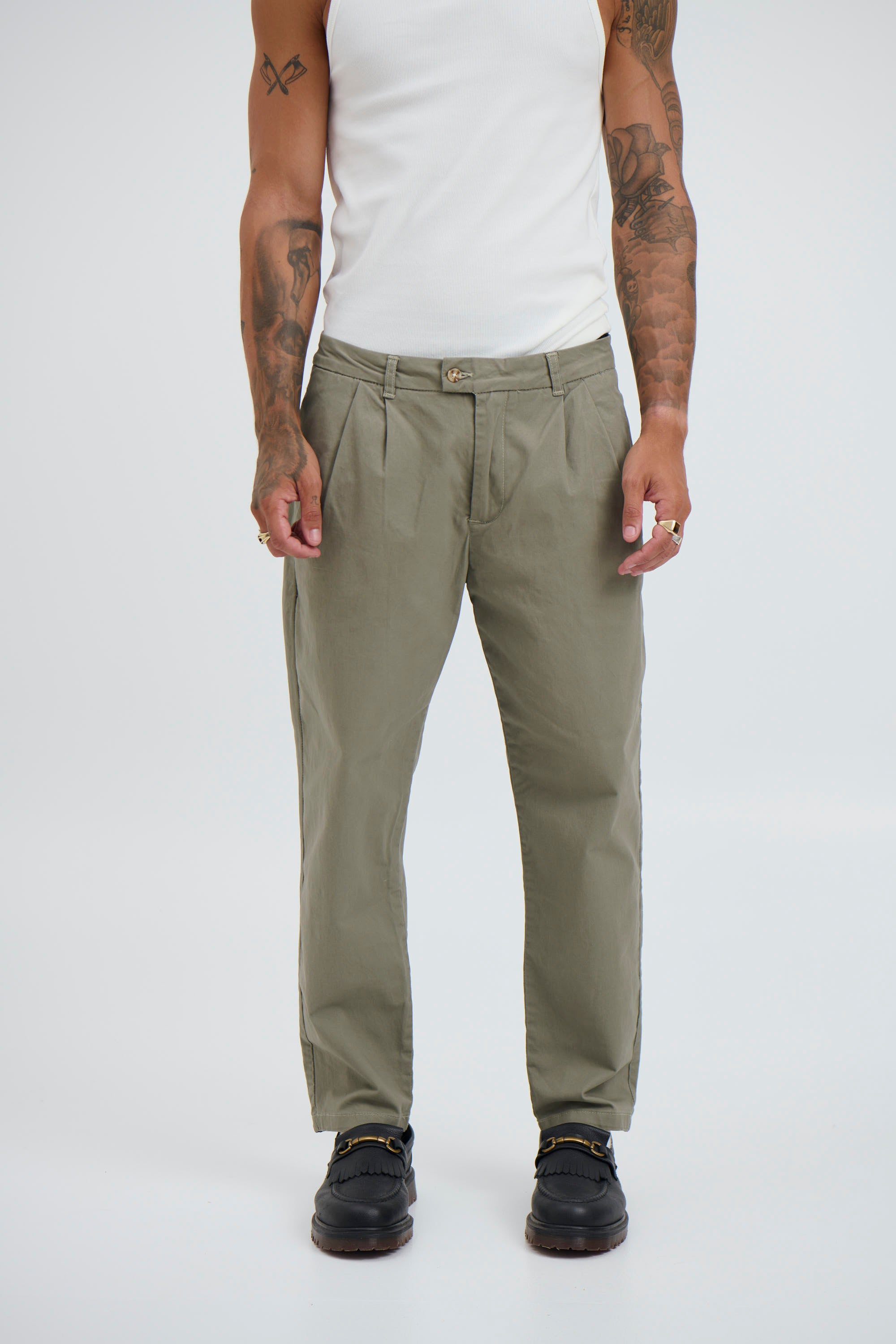 NTH Cropped Pleat Pant Khaki - FINAL SALE